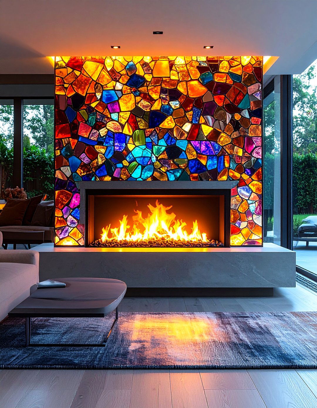 Glass Tile Mosaic with Contemporary Mantel - 25 Tv Over Fireplace Ideas