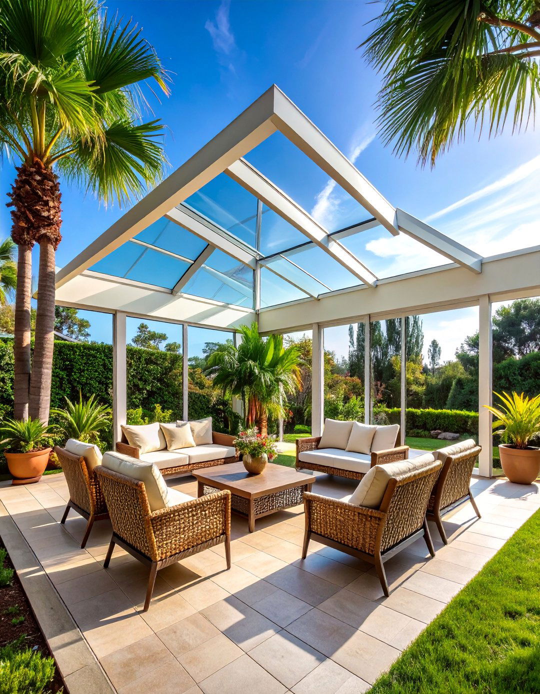 Glass Topped Gable Patio Roof for All Season Sunrooms - 25 Gable Patio Roof Design Ideas