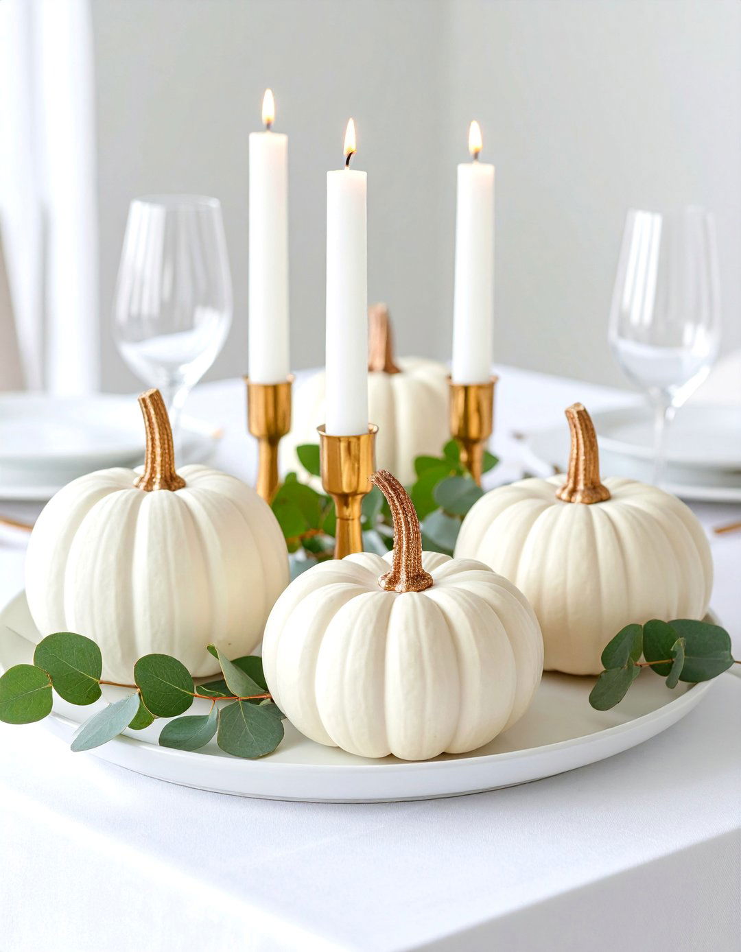 Glitter Stem White Pumpkin Ensemble - 25 Pumpkin Decor Ideas