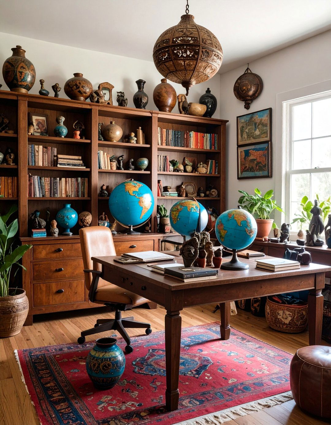 Global Artifacts Display Office - 25 Bohemian Home Office Ideas