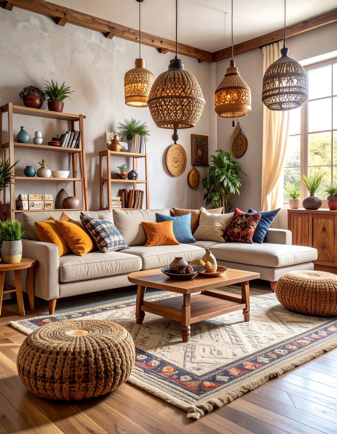 Global Bazaar Collectors Den - 25 Colorful Boho Living Room Ideas
