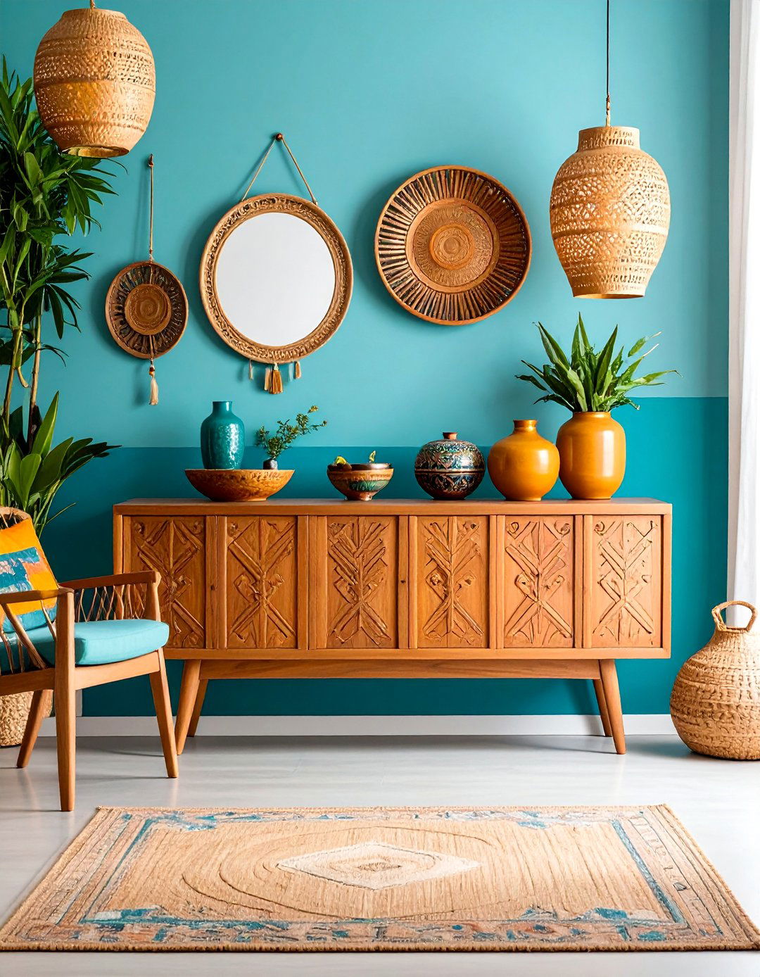 Global Fusion Entryway Table with Cultural Elements - 25 entryway table decor ideas