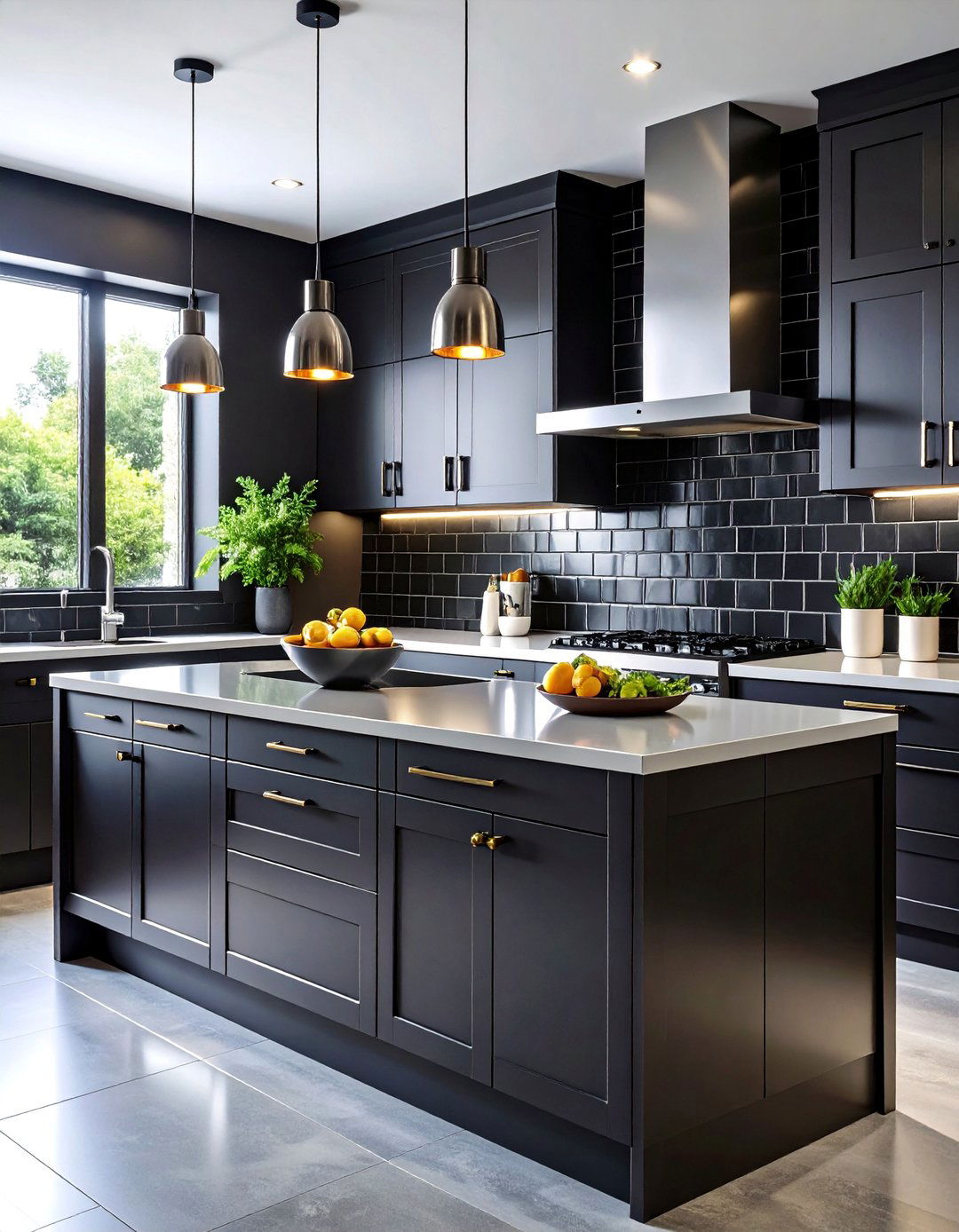Glossy Black Subway Tile - 25 Kitchen Backsplash Ideas