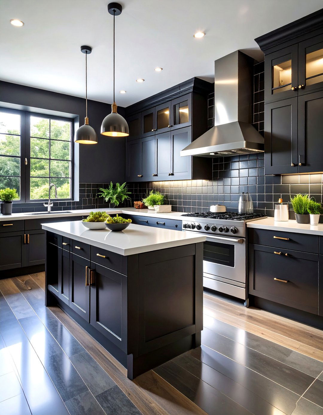 Glossy Black Subway Tiles with Contrasting White Grout - 25 Modern Kitchen Backsplash Ideas
