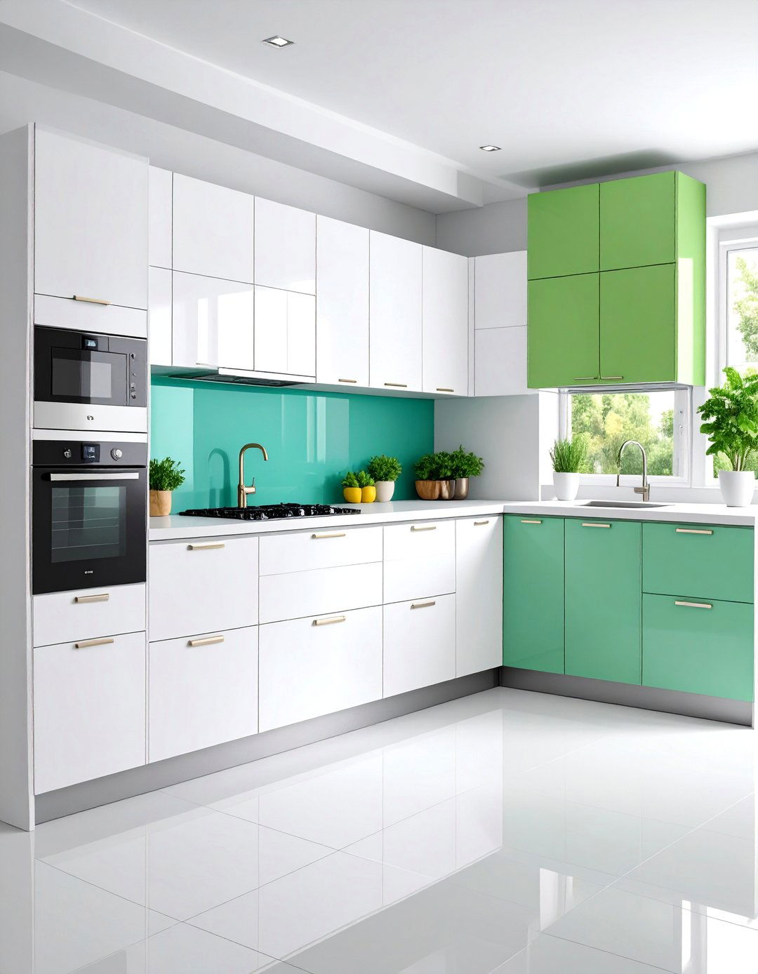 Glossy White European Style Handleless Cabinets - 25 Kitchen Cabinet Ideas