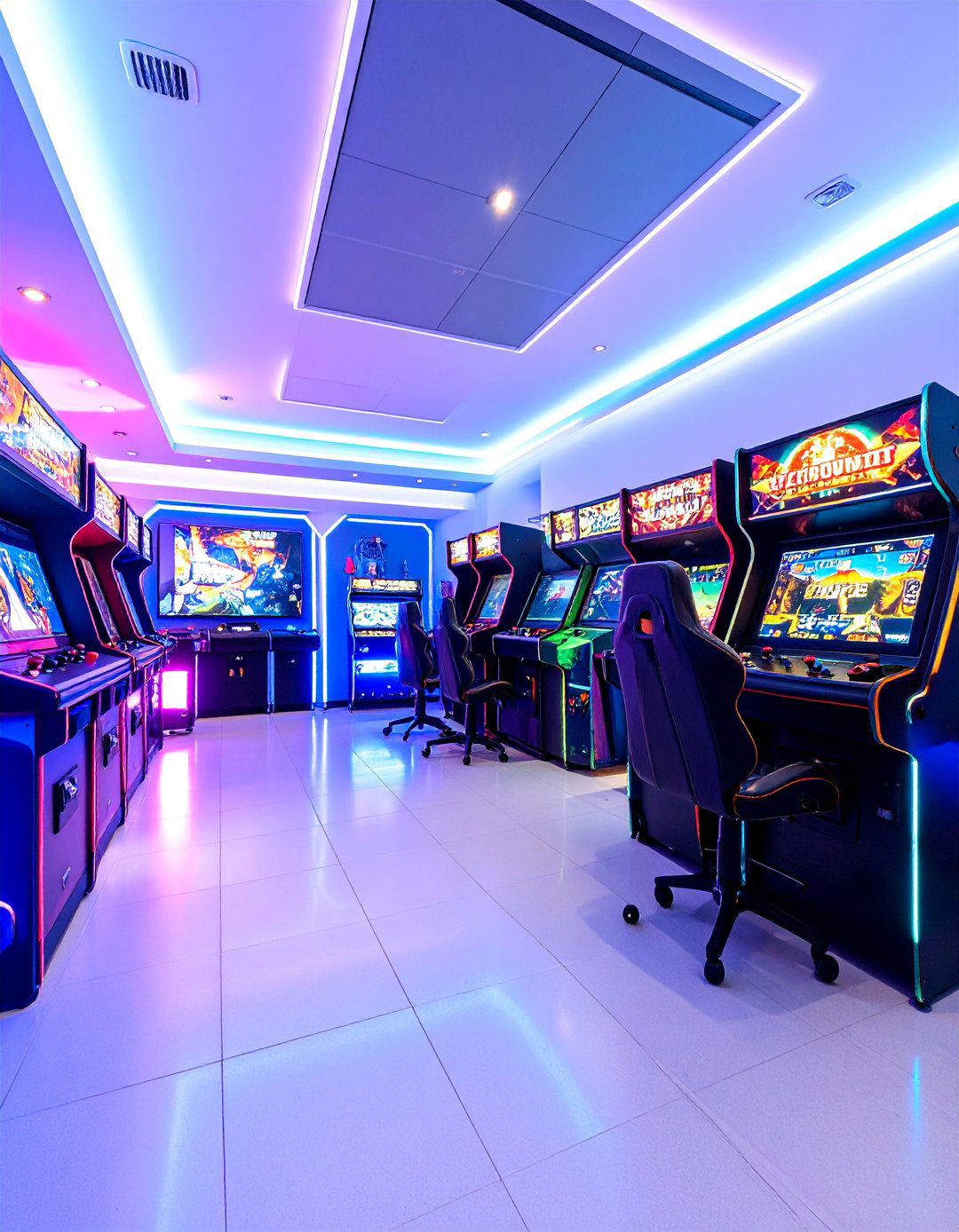 Glow in the Dark Arcade Room with Phosphorescent Elements - 25 Arcade Room Ideas