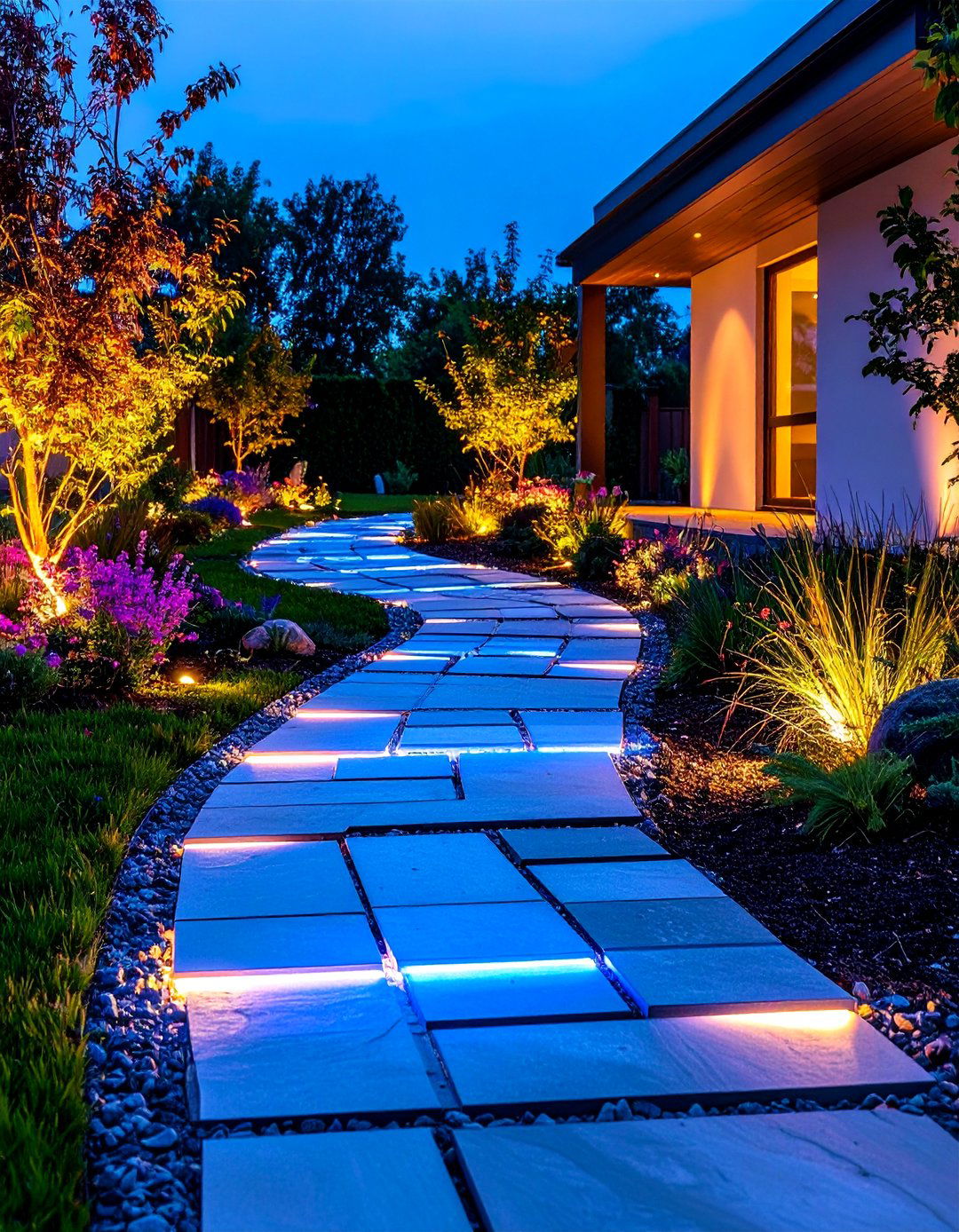 Glow in the Dark Flagstone Walkway with Solar Technology - 25 Flagstone Walkway Ideas