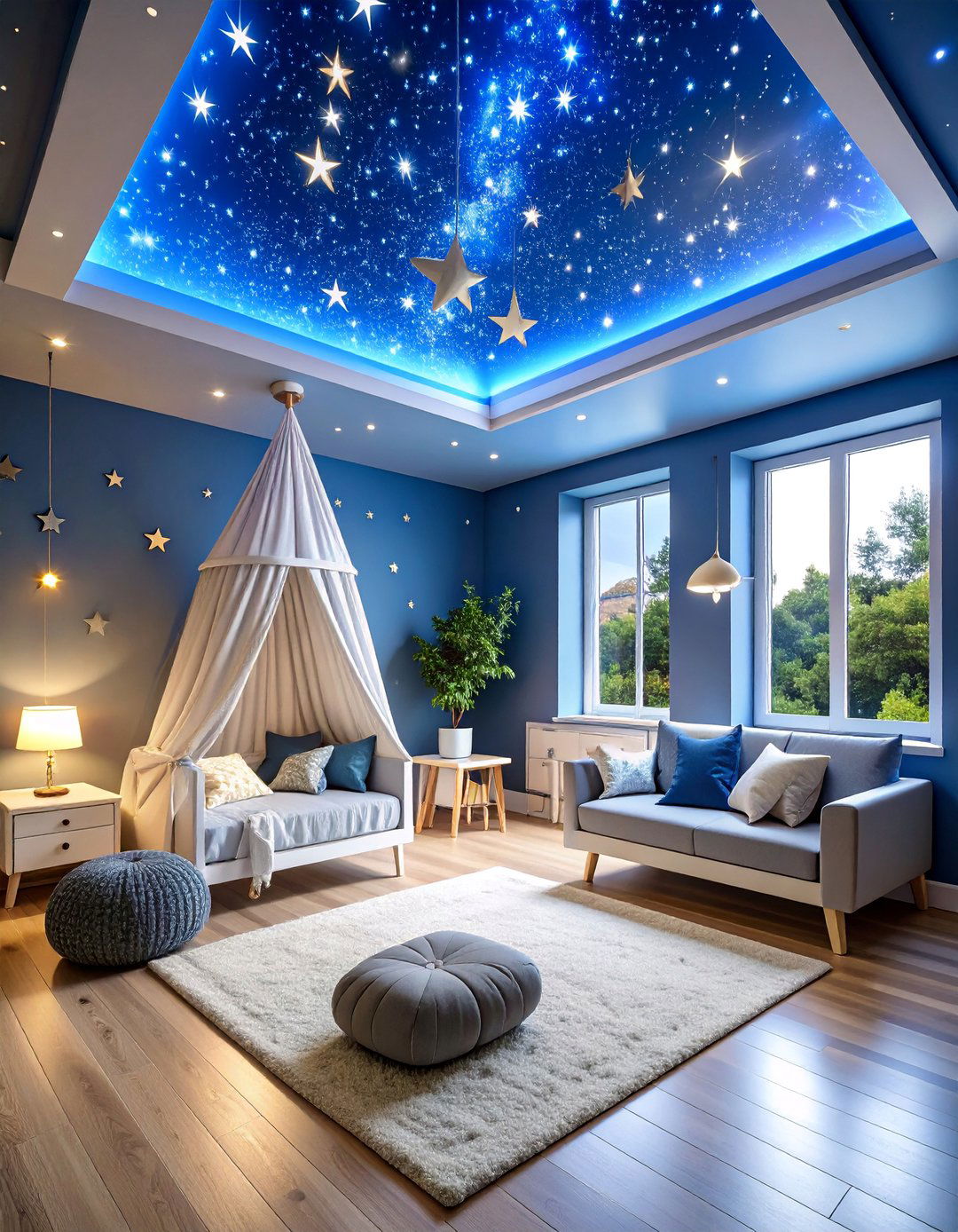 Glowing Night Sky Ceiling Feature - 25 Space-themed Nursery Ideas