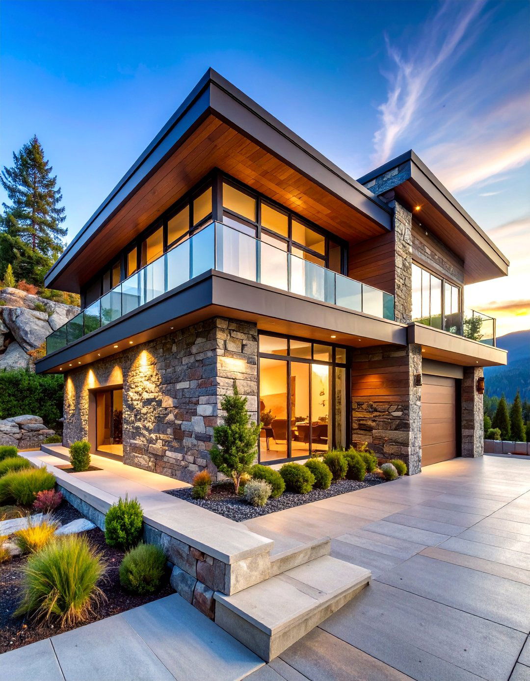 Gneiss Banded Mountain Modern Style - 25 Types of Exterior House Stone