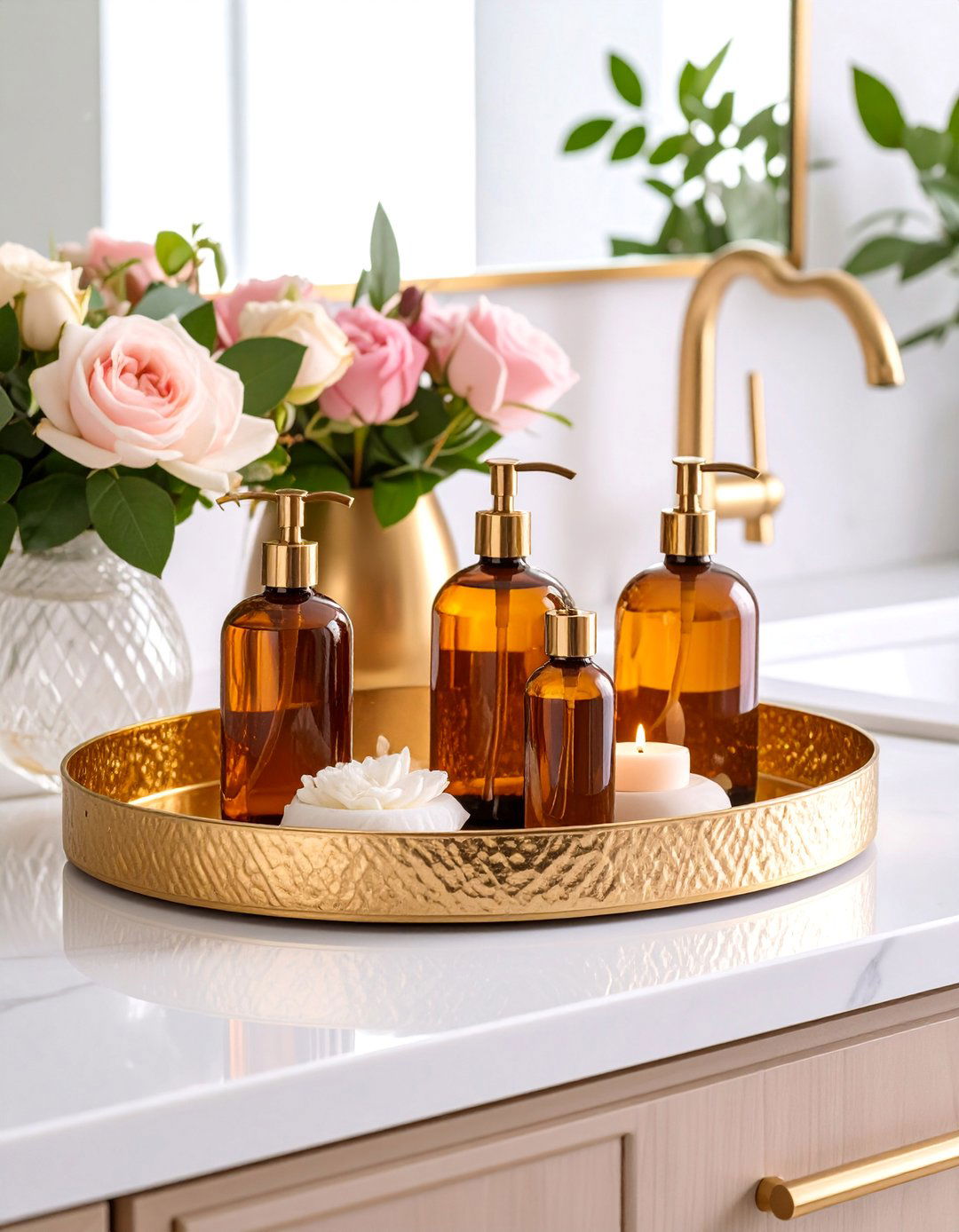 Gold Leaf Accent Tray - 25 Bathroom Tray Ideas