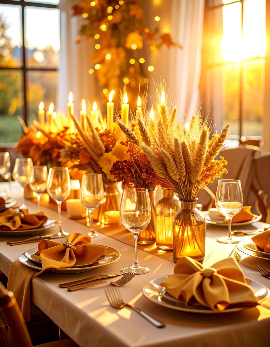 Golden Harvest Wheat Bundle Theme - 25 thanksgiving table decor ideas
