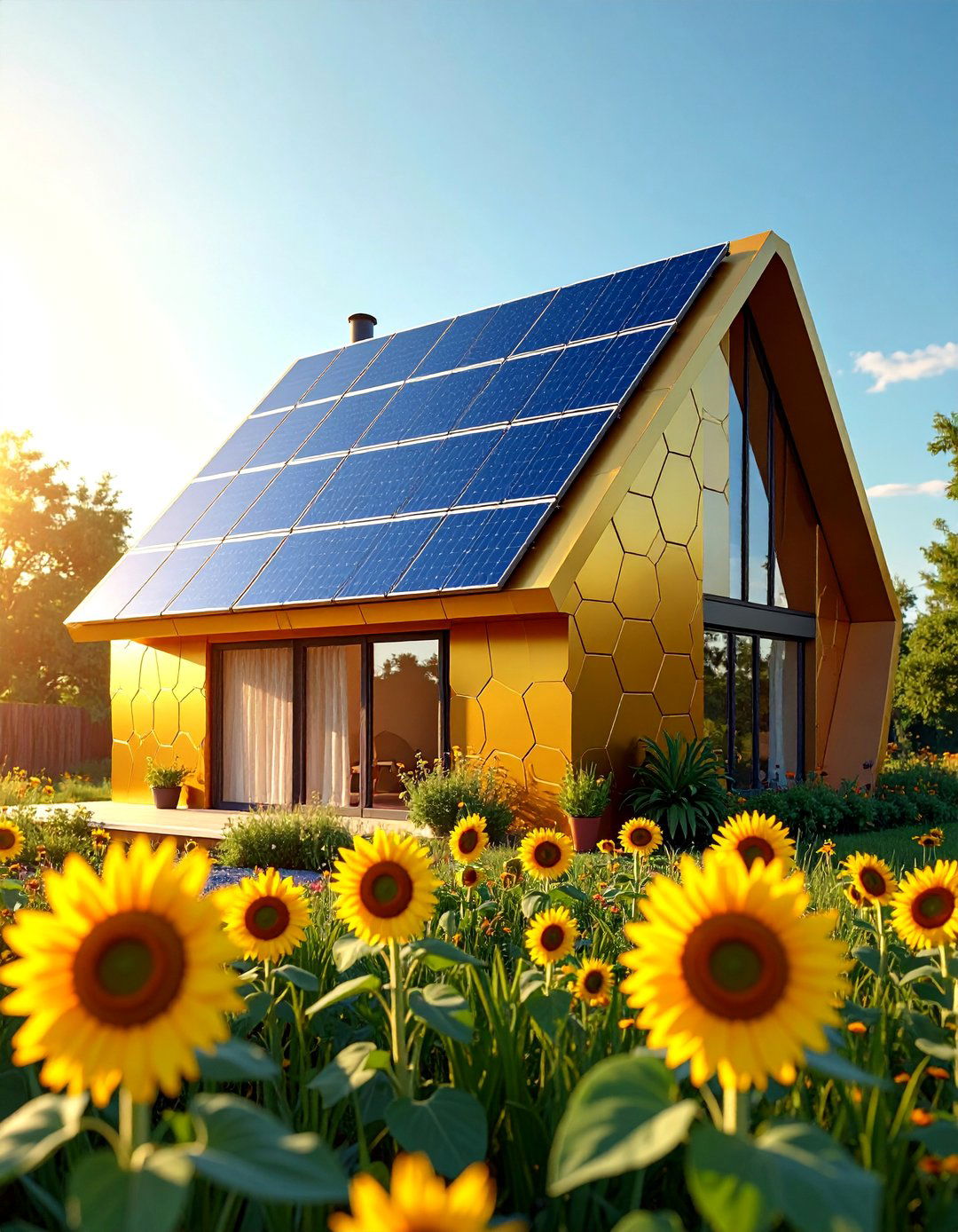 Golden Honeycomb Net Zero Eco Home - 25 Yellow Exterior Home Ideas