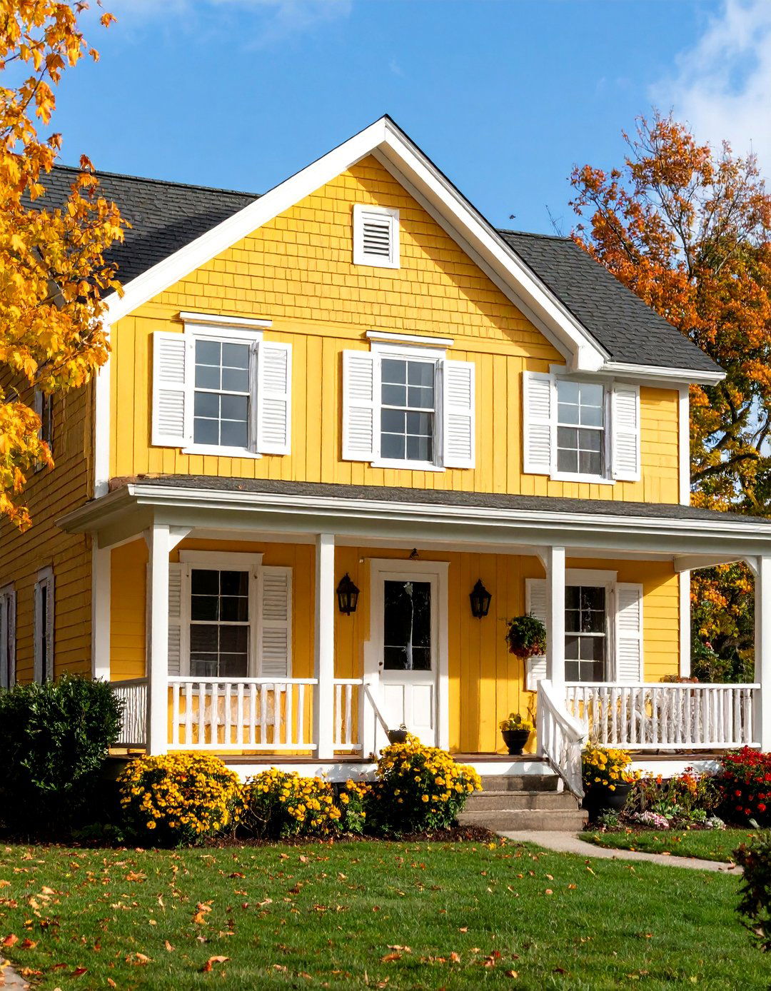 Golden Yellow Cheerful Traditional Cottage - 25 Board and Batten Siding Colors