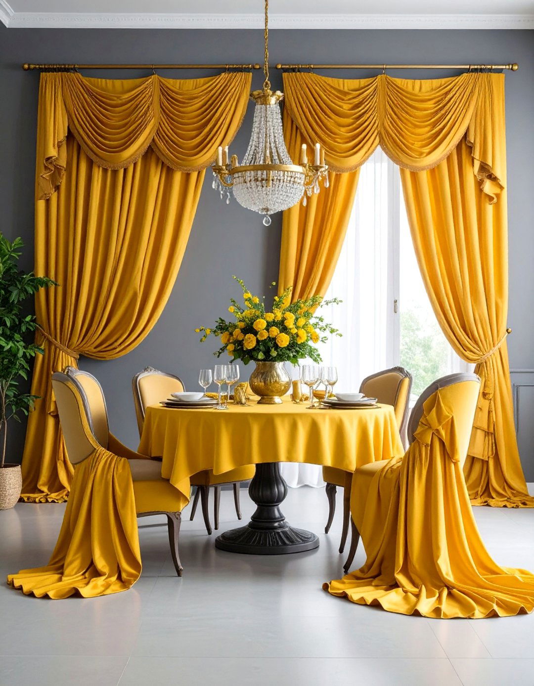 Golden Yellow Curtains with Gray Walls - 25 What Color Curtains Go With Gray Walls