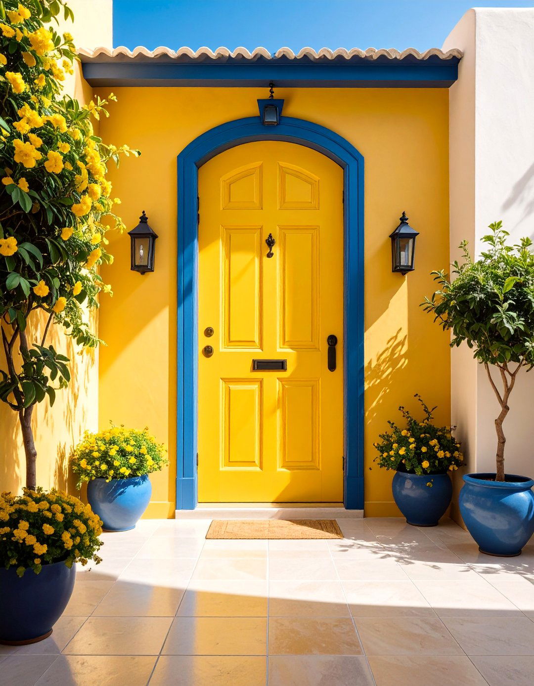 Golden Yellow Interior Door with Sunlit Radiance - 25 Interior Door Color Ideas
