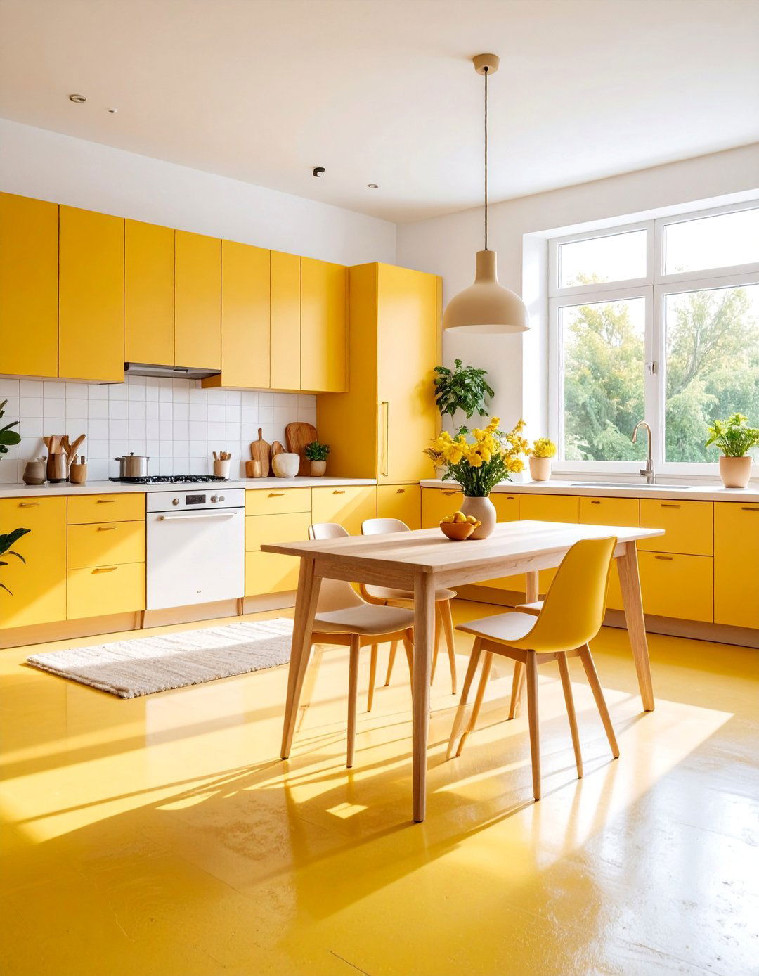 Golden Yellow Sunshine Concrete Floor - 25 Indoor Concrete Floor Paint Ideas