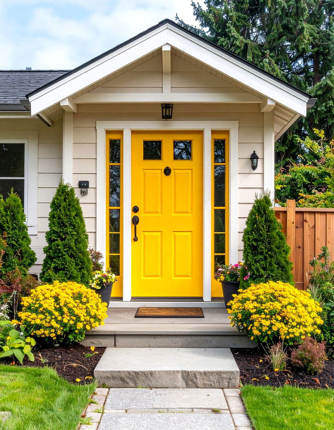 Golden Yellow Sunshine Door - 25 Cedar Front Door Colors Ideas