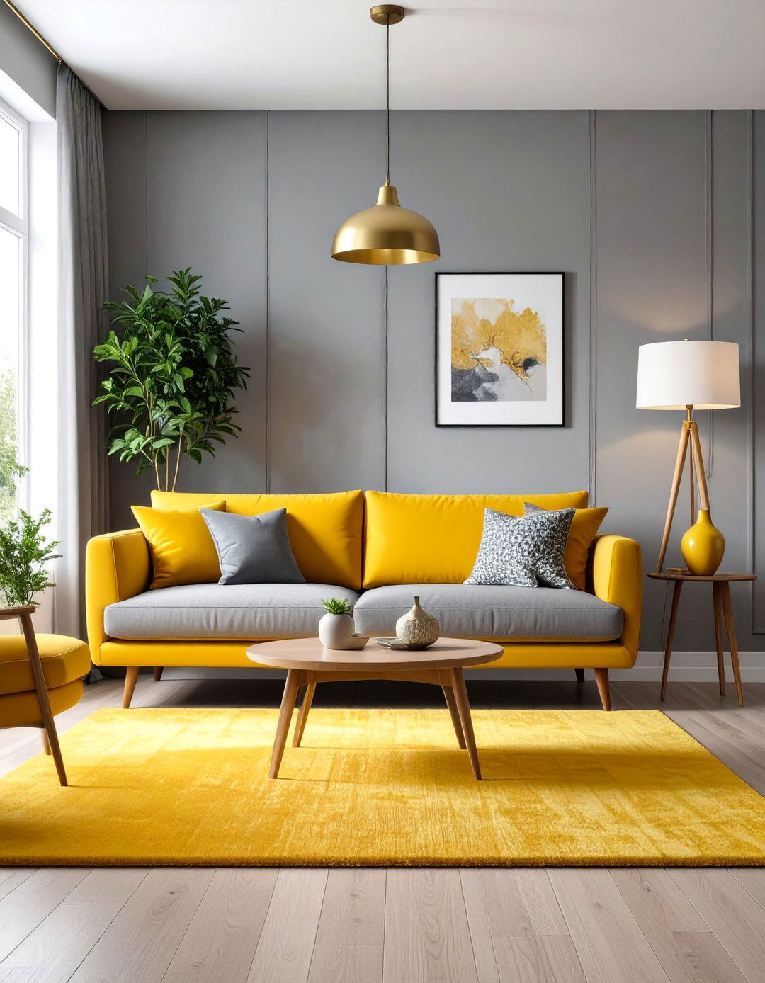Golden Yellow Sunshine Elegance - 25 what color rug goes with a grey couch