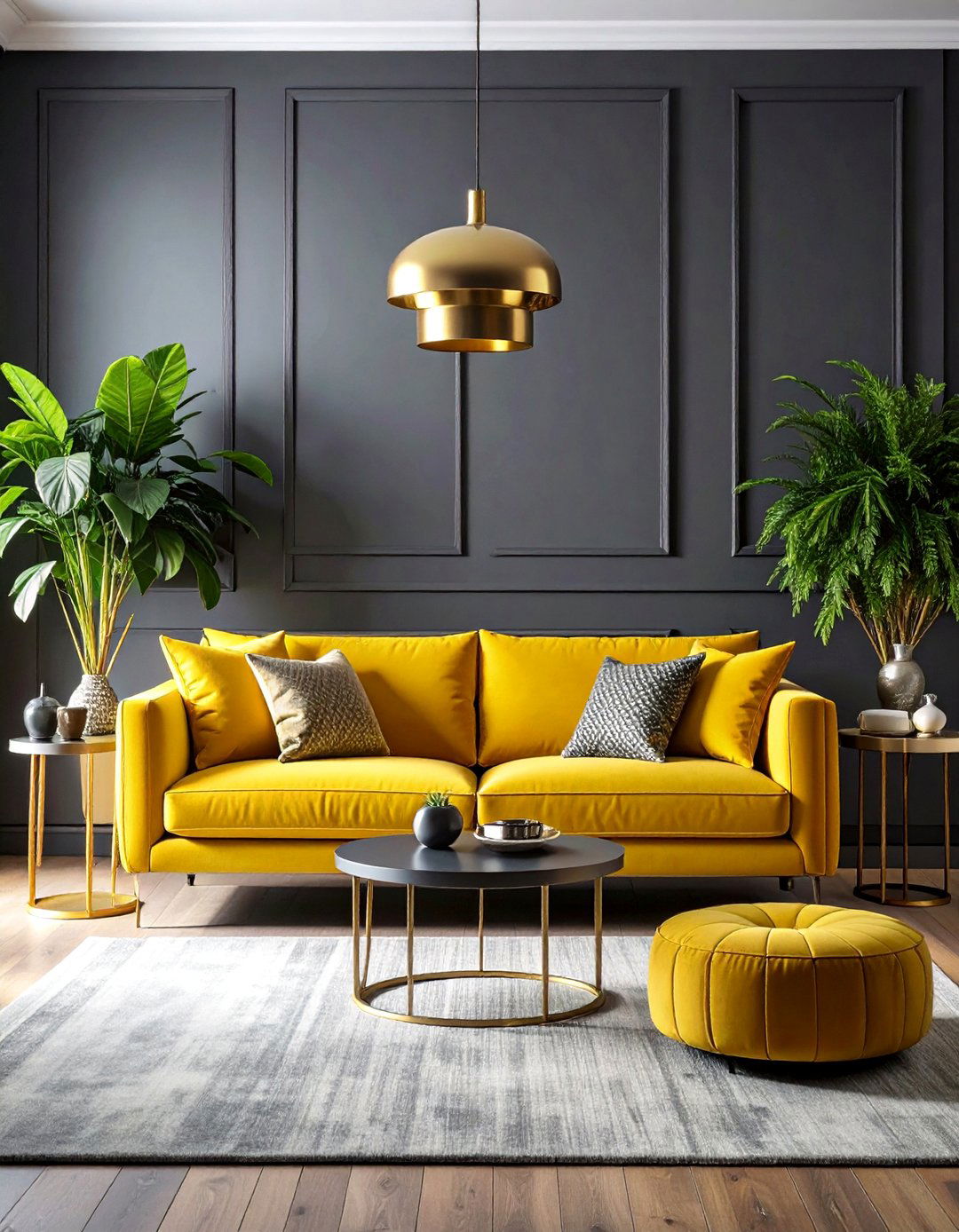 Golden Yellow Velvet Sofa Statement Piece - 25 Yellow Living Room Ideas
