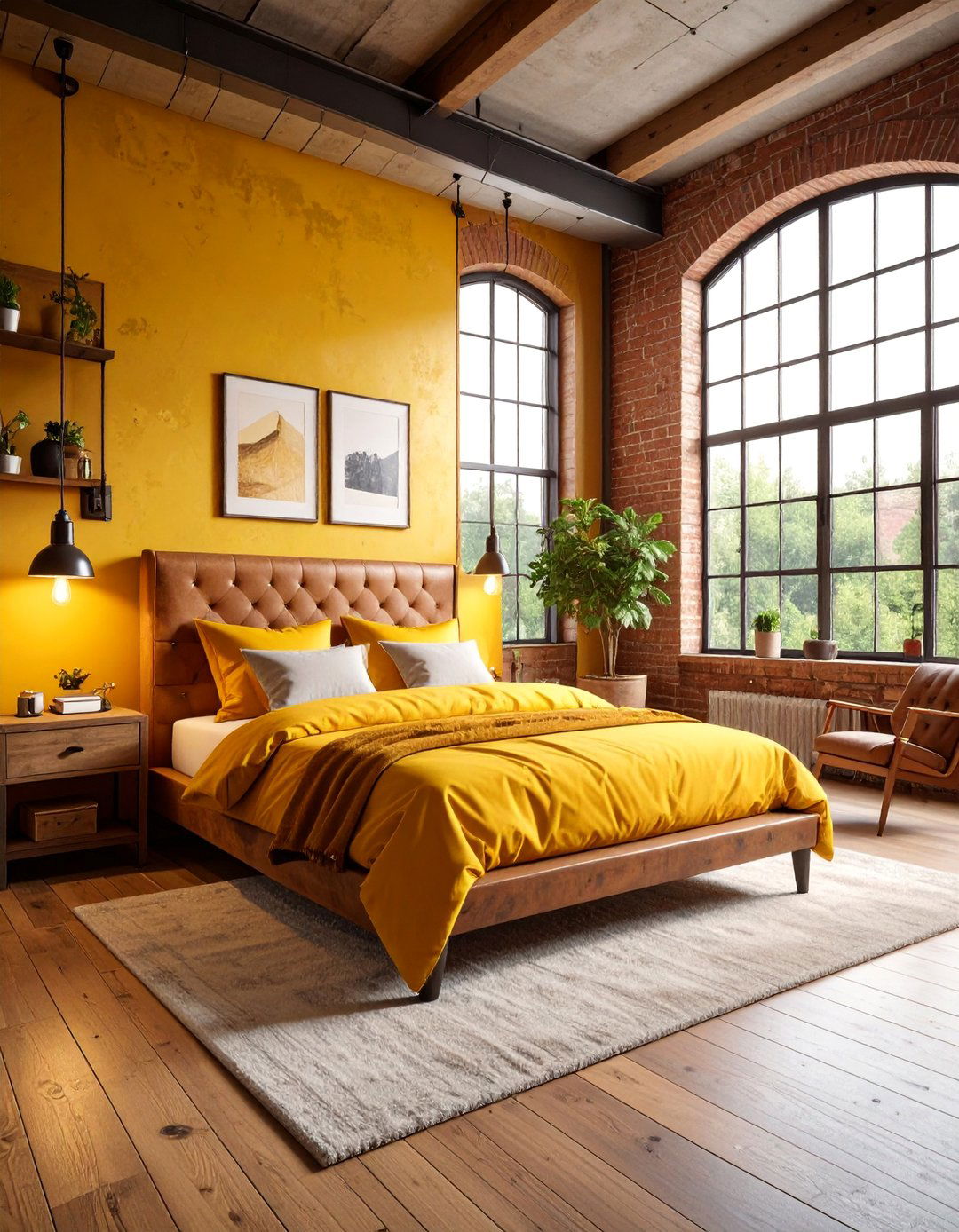 Goldenrod Yellow Industrial Bedroom - 25 Yellow Bedroom Ideas
