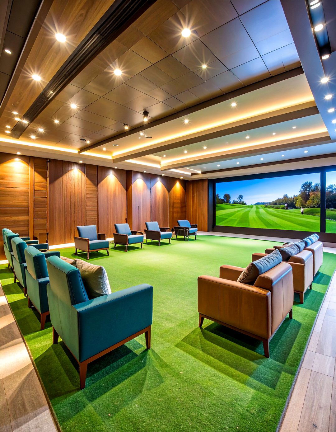 Golf Simulator Championship Suite - 25 Luxury Man Cave Ideas