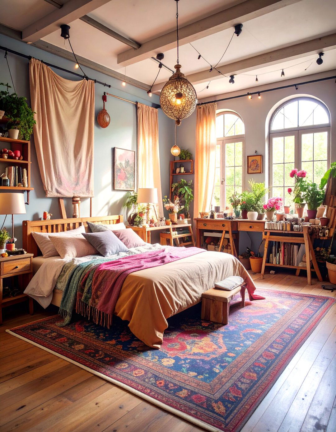 Gothic Artist Bedroom with Pastel Paint Palette Decor - 25 Pastel Goth Bedroom Ideas