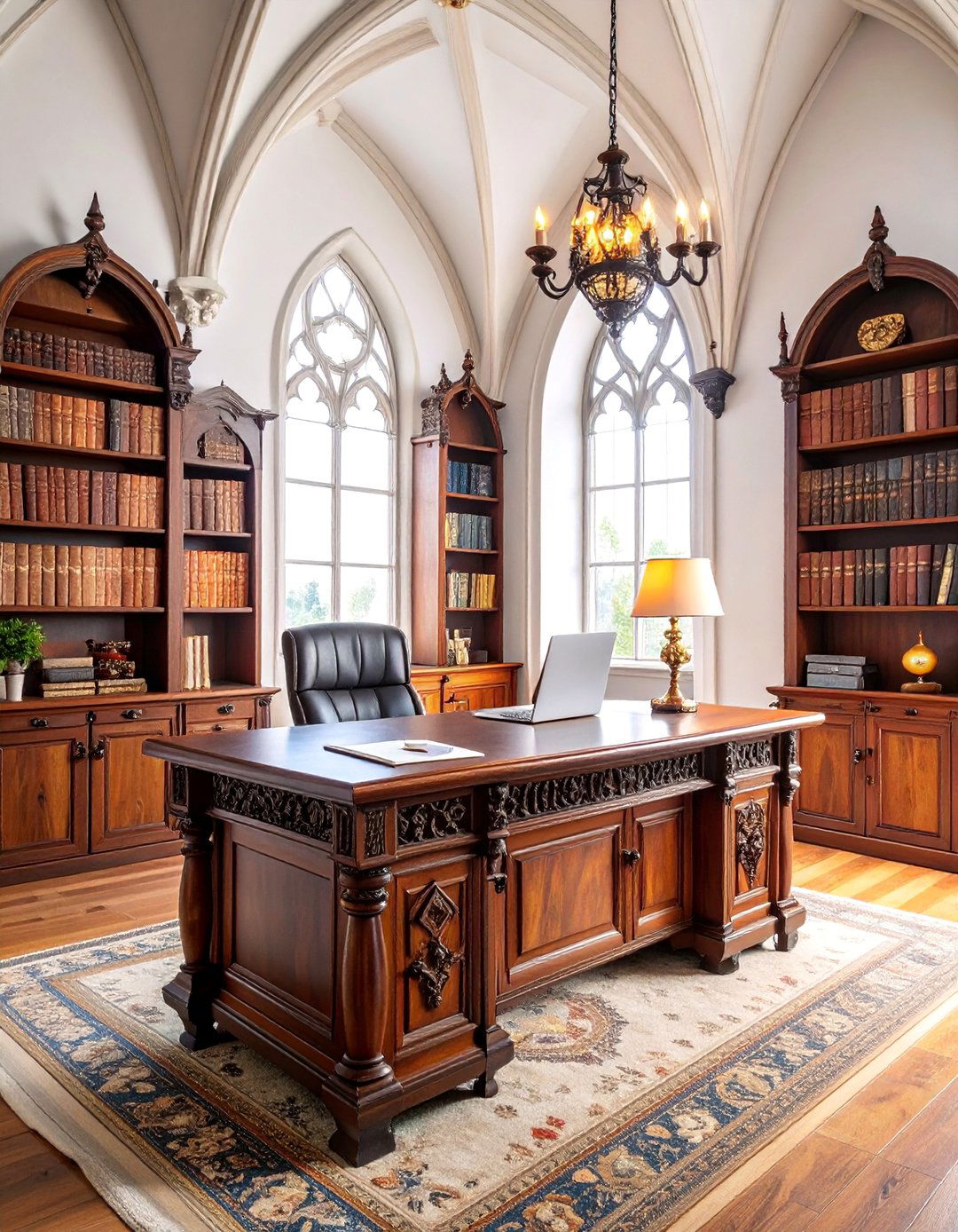 Gothic Boho Office with Vintage Writing Desk - 25 Gothic Boho Decor Ideas