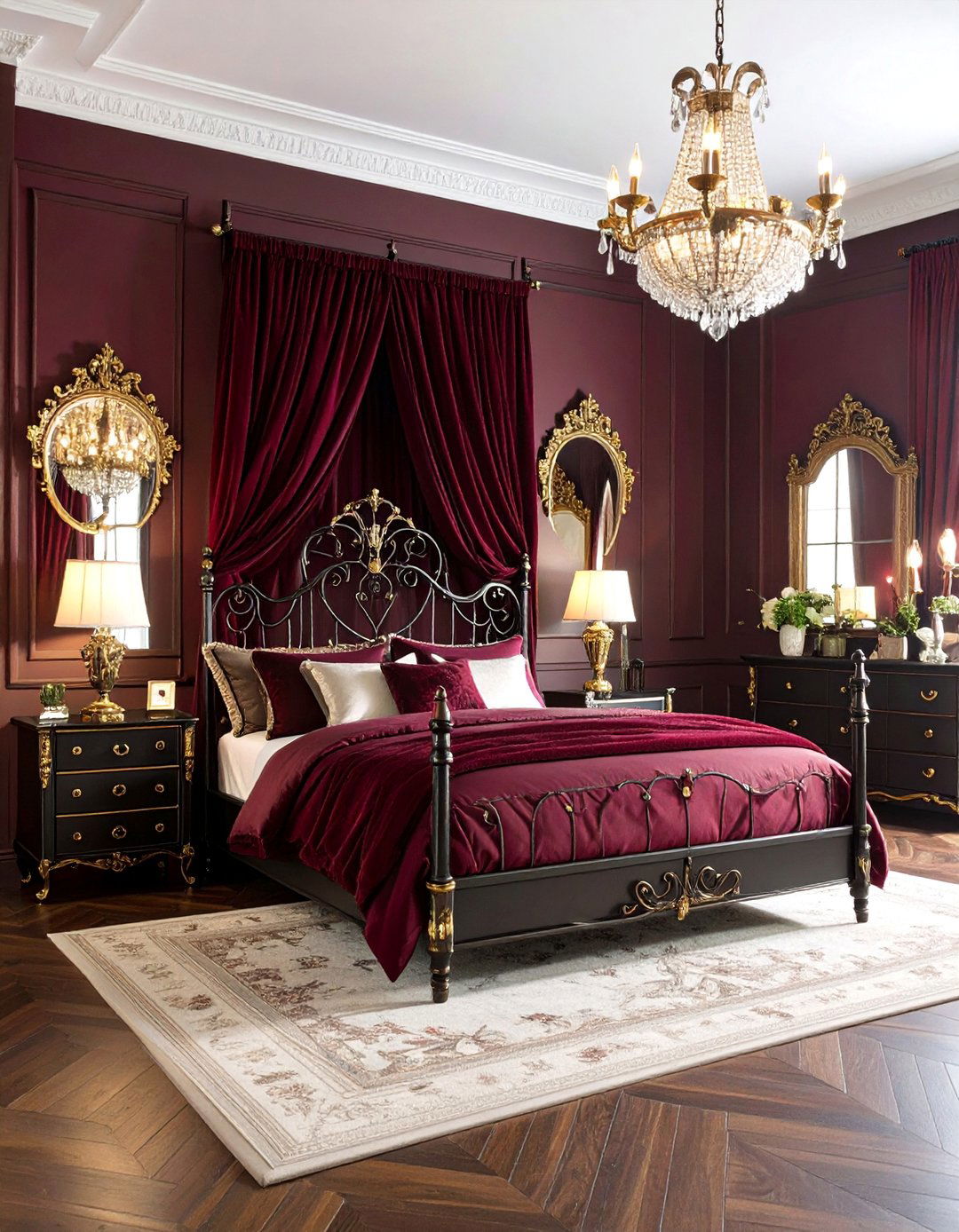 Gothic Burgundy Drama - 25 Burgundy Bedroom Ideas