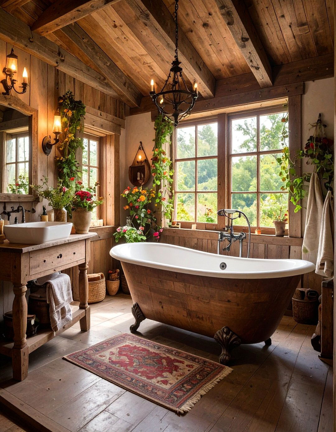 Gothic Cottage Bathroom with Rustic Dark Charm - 25 Gothic Bathroom Ideas