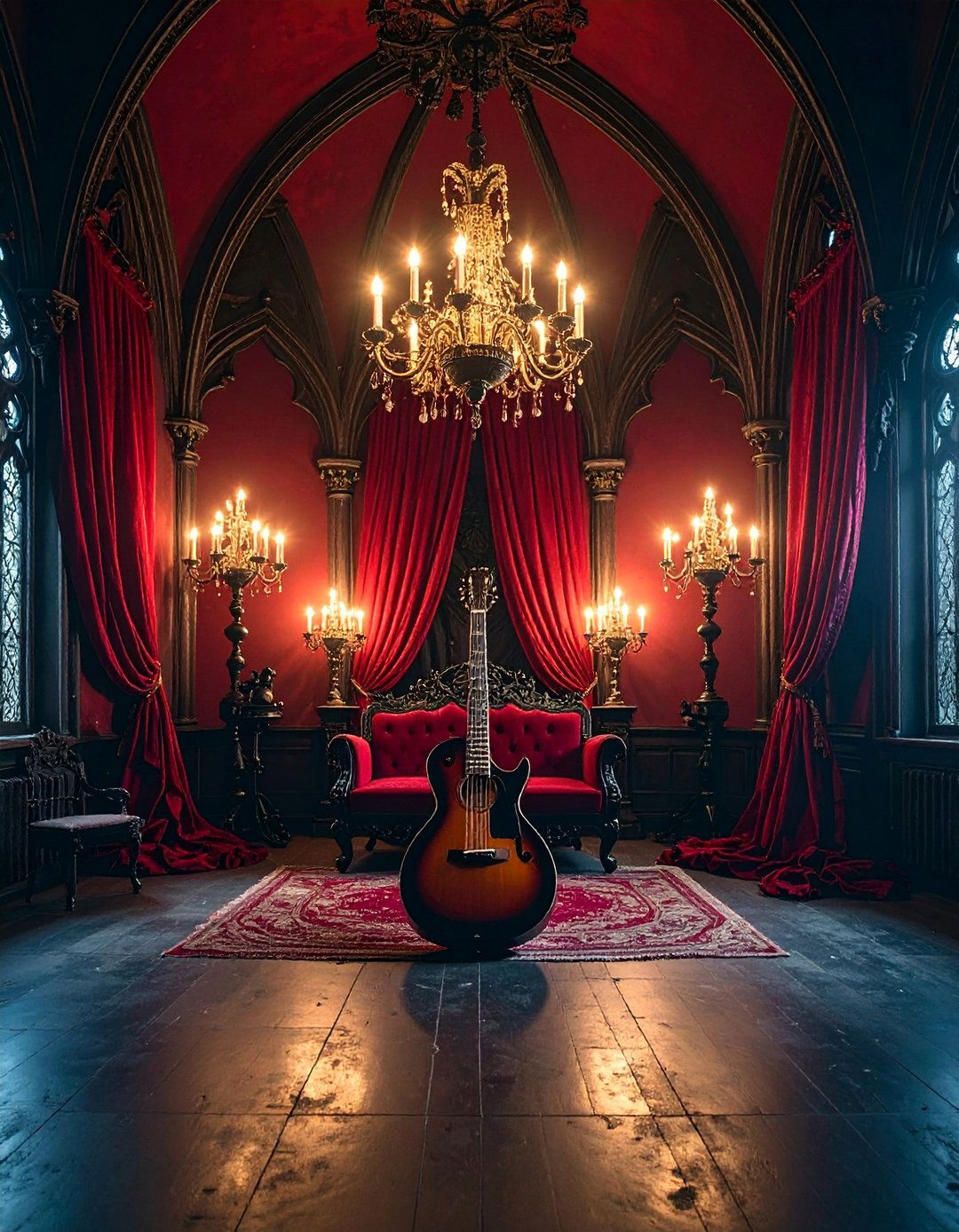 Gothic Dark Romantic Guitar Chamber - 25 Guitar Room Ideas