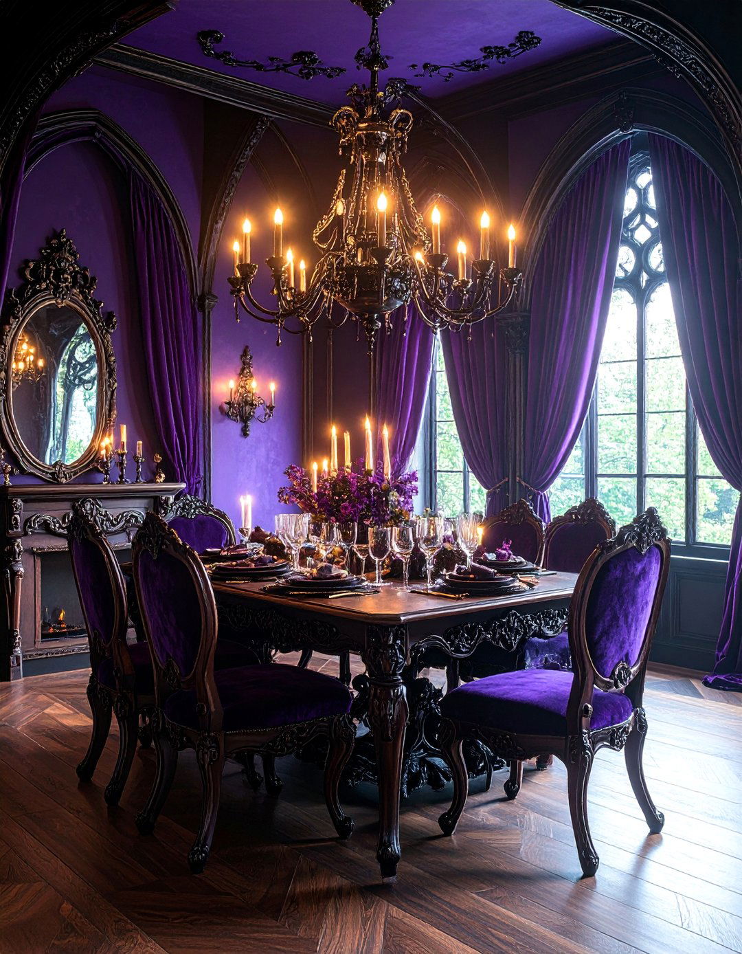 Gothic Dining Room with Dark Dramatic Elements - 25 Dining Room Design Ideas