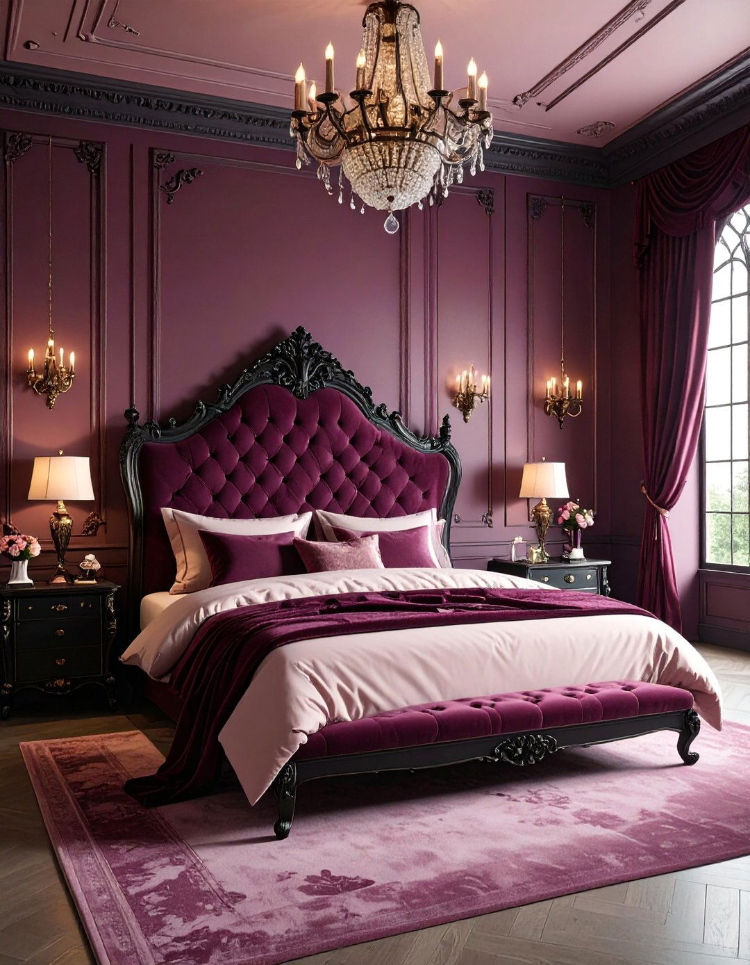Gothic Dusty Rose Bedroom with Dramatic Romance - 25 Dusty Rose Bedroom Ideas