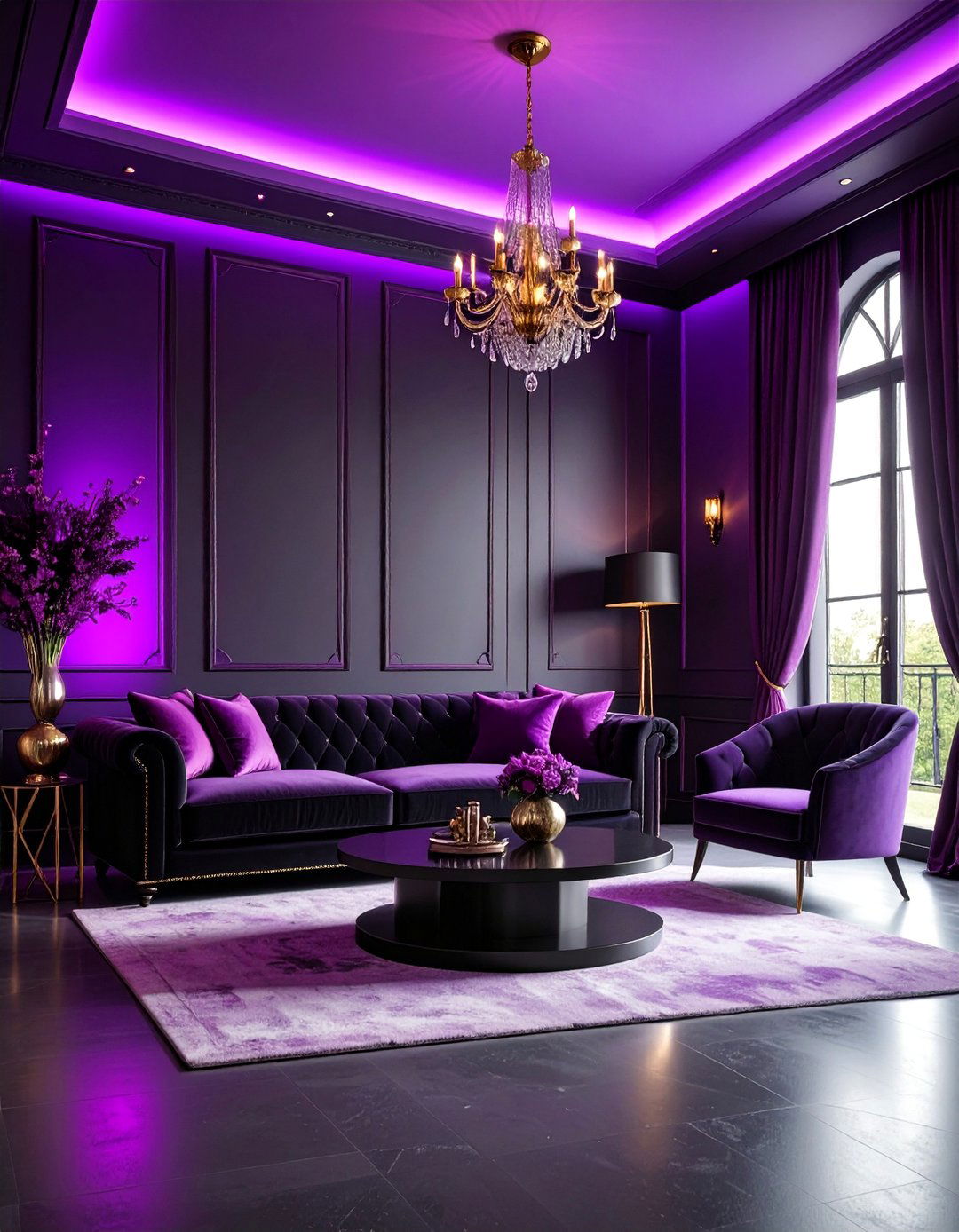 Gothic Elegance with Purple and Black LED Themes - 25 Aesthetic Room Ideas With Led Lights