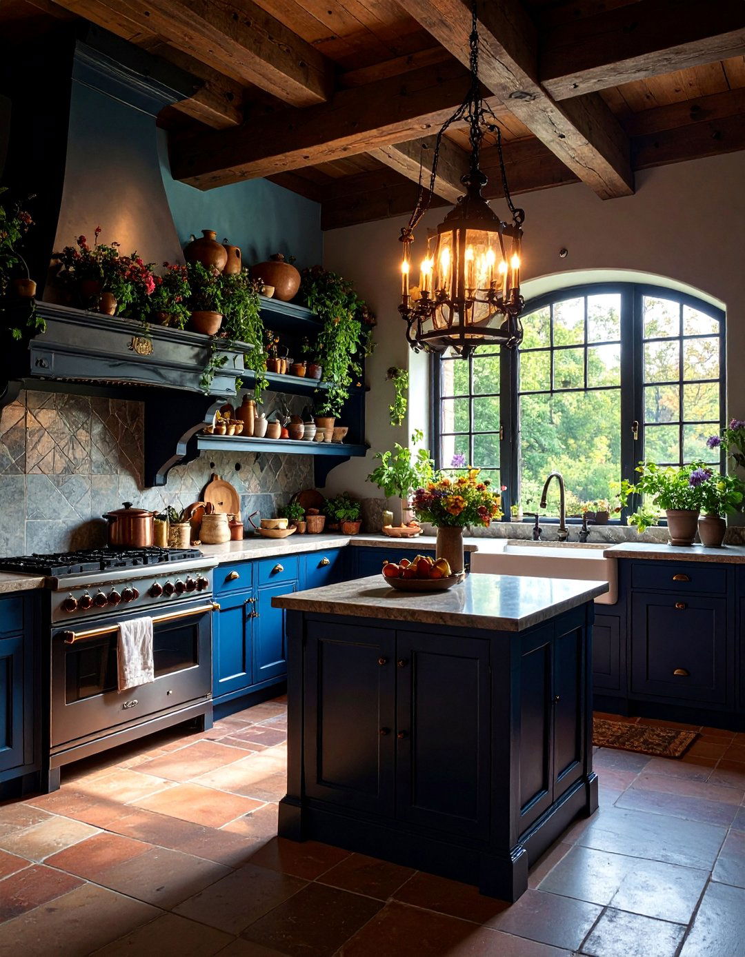 Gothic Farmhouse Kitchen with Apron Front Sink - 25 Gothic Kitchen Ideas