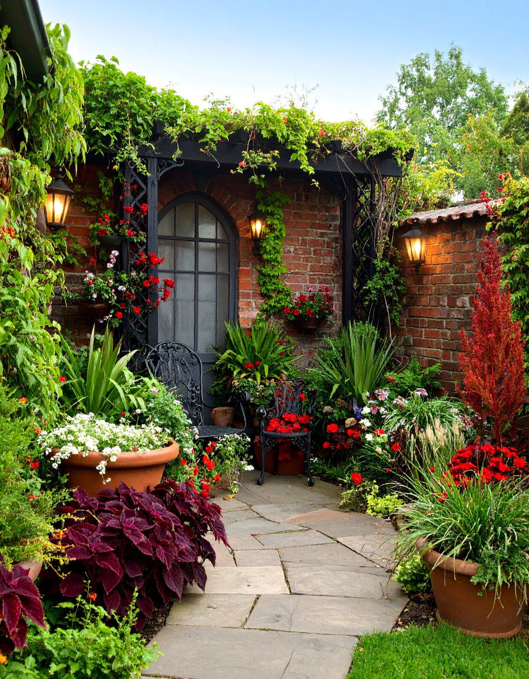 Gothic Garden Corner with Dark Plants - 25 Corner Garden Ideas