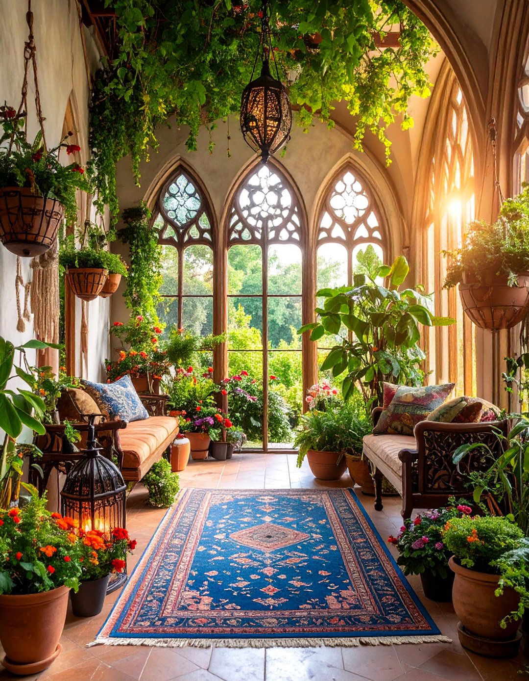 Gothic Garden Room with Bohemian Plant Collection - 25 Gothic Boho Decor Ideas