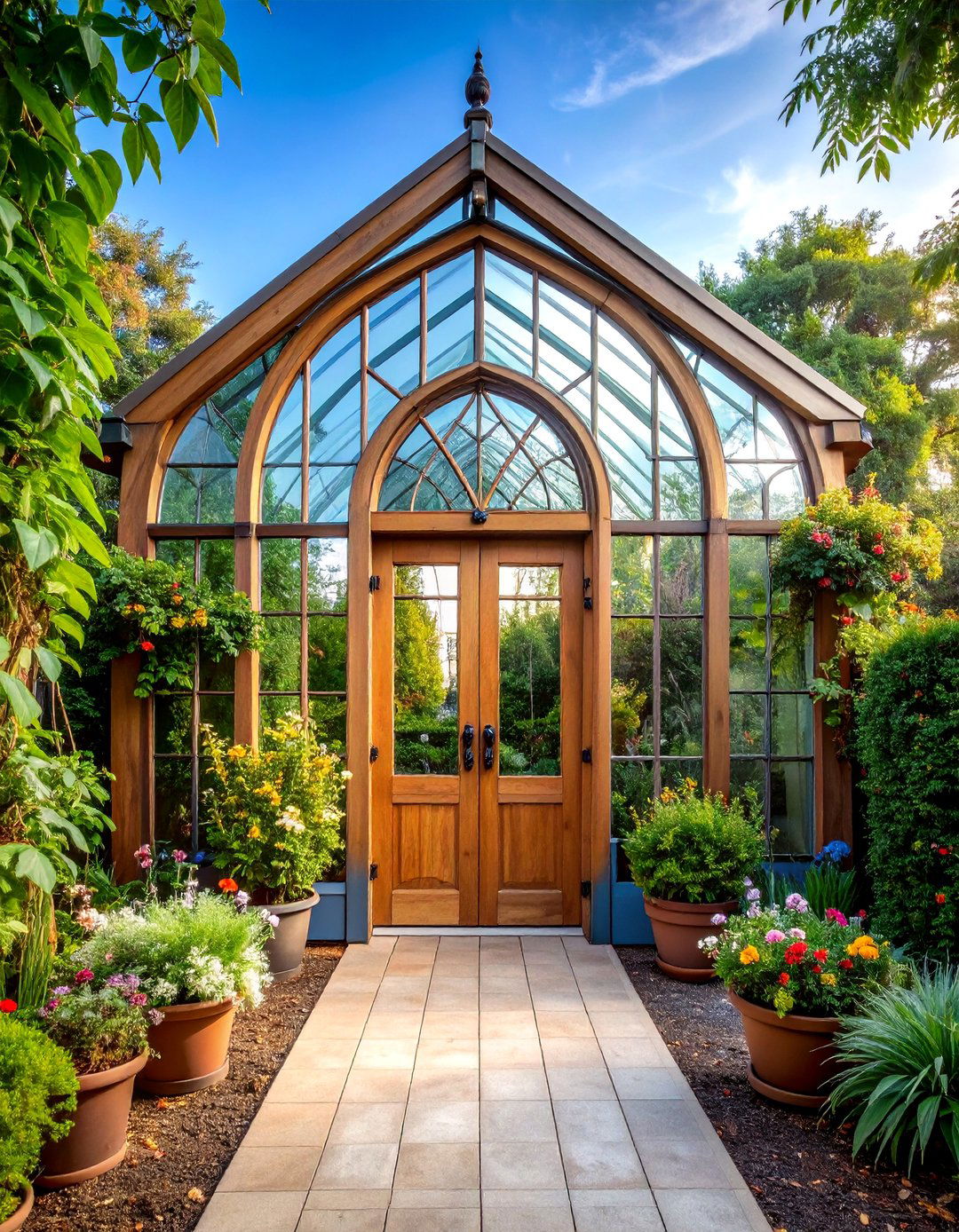 Gothic Greenhouse Door with Glass Panels - 25 Gothic Front Door Ideas