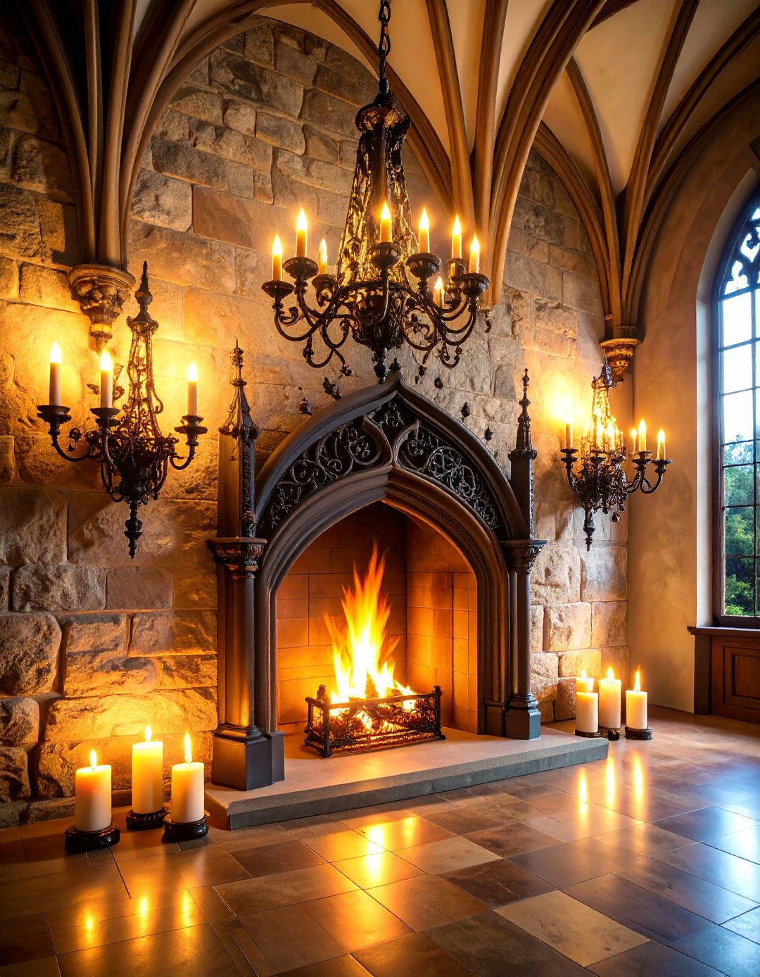 Gothic Iron Fireplace Sconces with Medieval Elements - 25 Fireplace Sconces Ideas