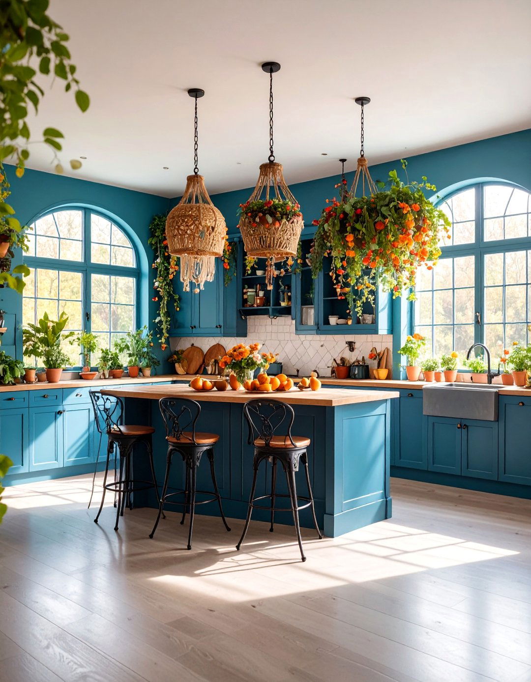 Gothic Kitchen Island with Bohemian Herb Sanctuary - 25 Gothic Boho Decor Ideas
