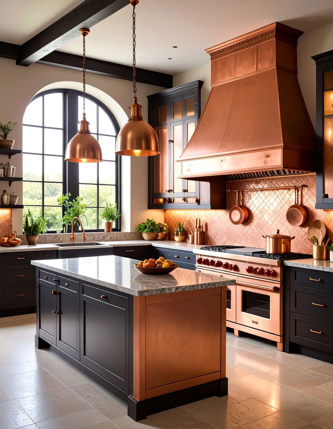 Gothic Kitchen with Copper Accent Details - 25 Gothic Kitchen Ideas