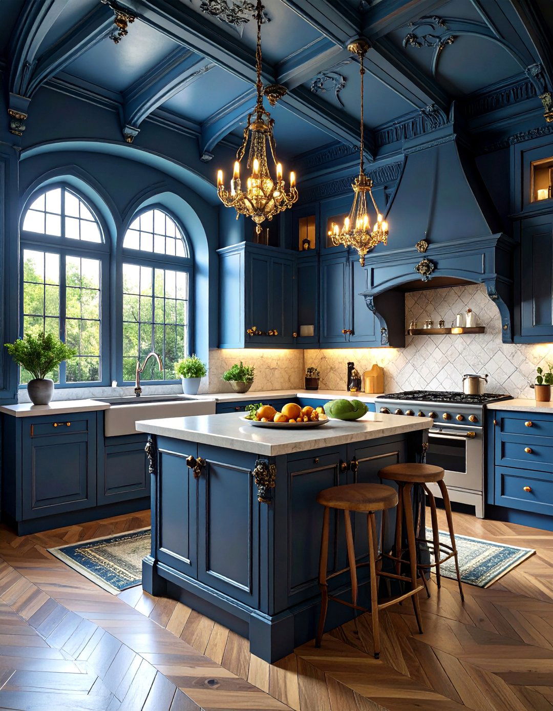 Gothic Kitchen with Dramatic Crown Molding - 25 Gothic Kitchen Ideas