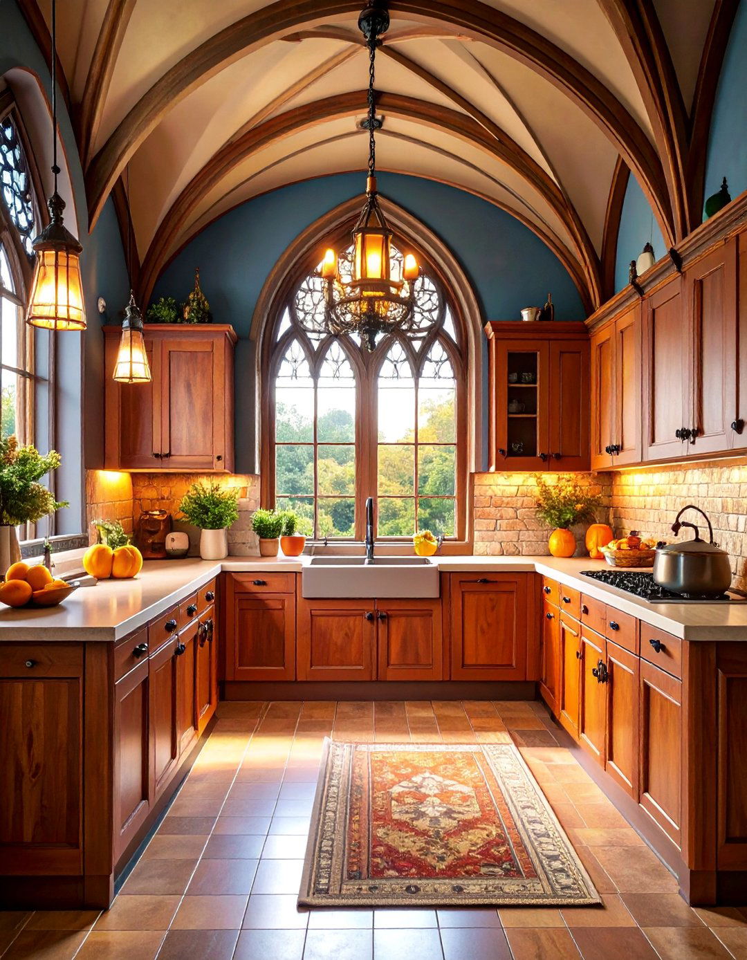 Gothic Kitchen with Pointed Arch Cabinet Doors - 25 Gothic Kitchen Ideas