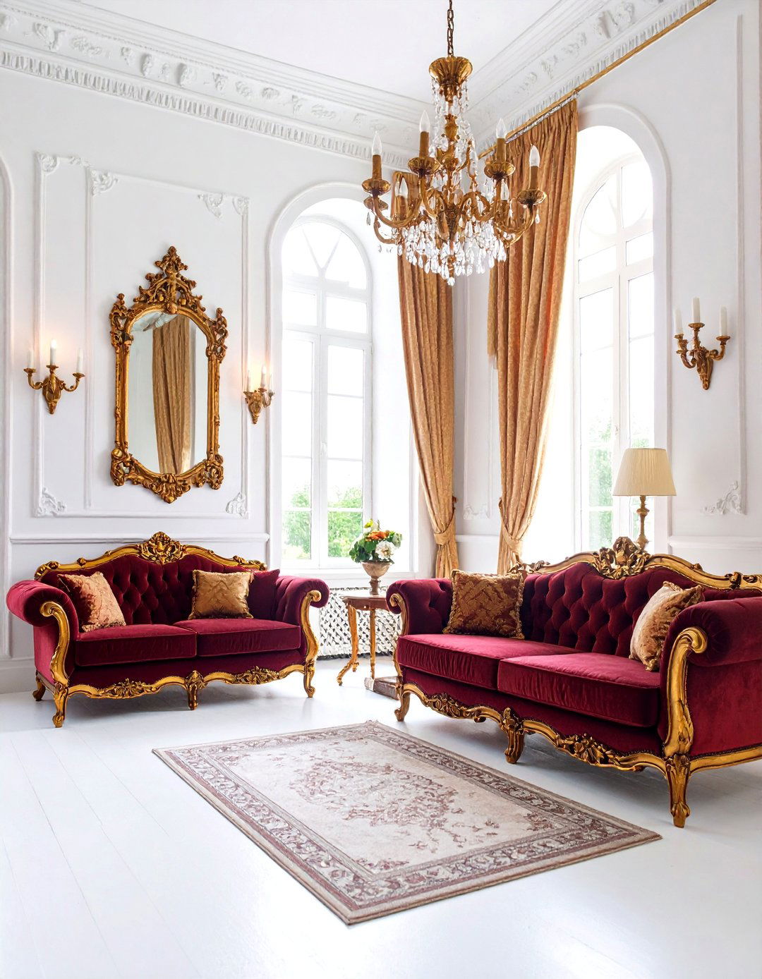 Gothic Living Room with Burgundy and Gold Accents - 25 Gothic Living Room Ideas