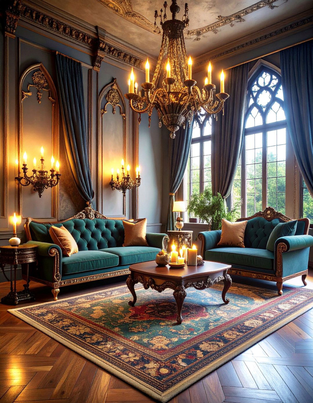 Gothic Living Room with Candelabra Lighting Atmosphere - 25 Gothic Living Room Ideas