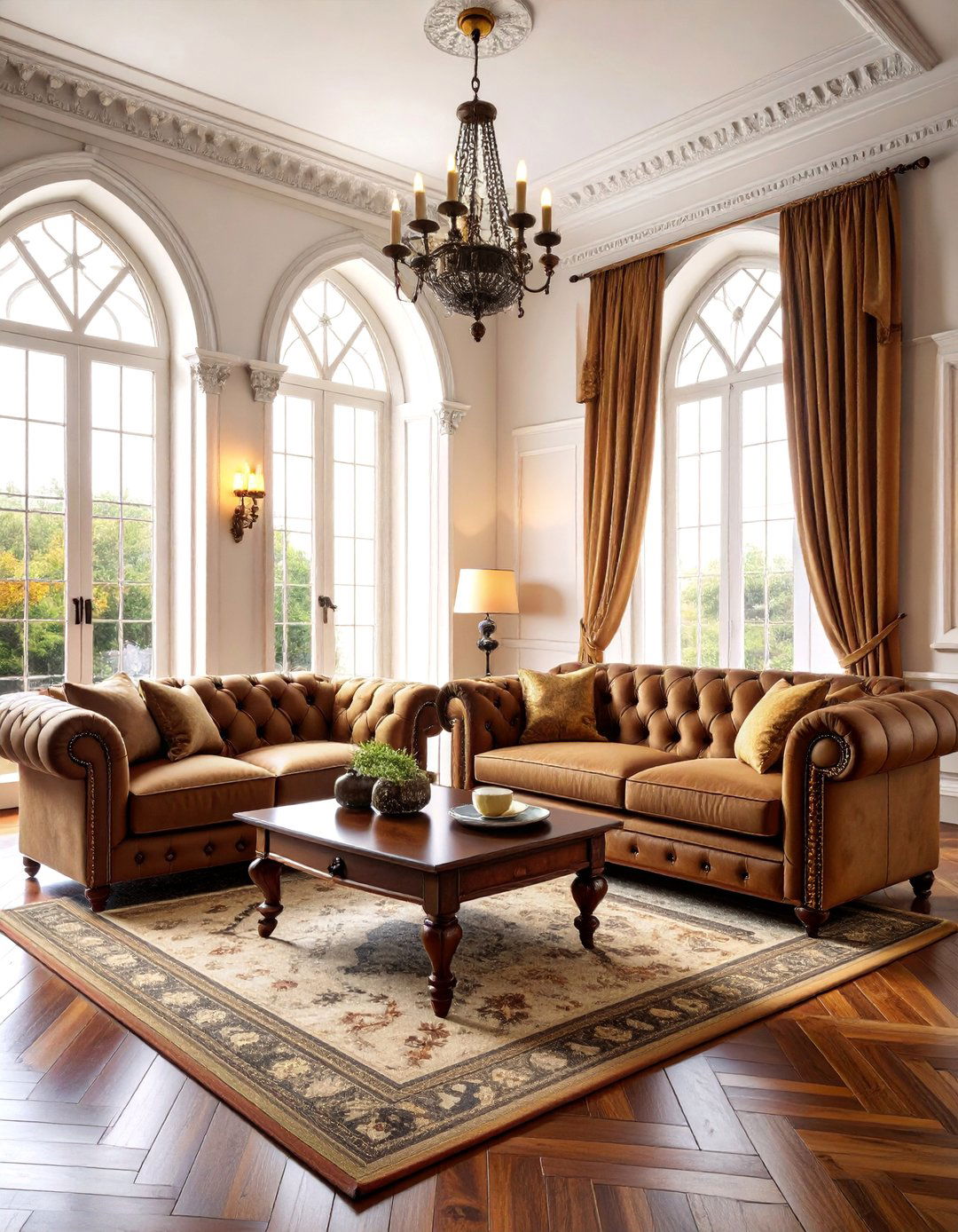 Gothic Living Room with Velvet Chesterfield Seating - 25 Gothic Living Room Ideas