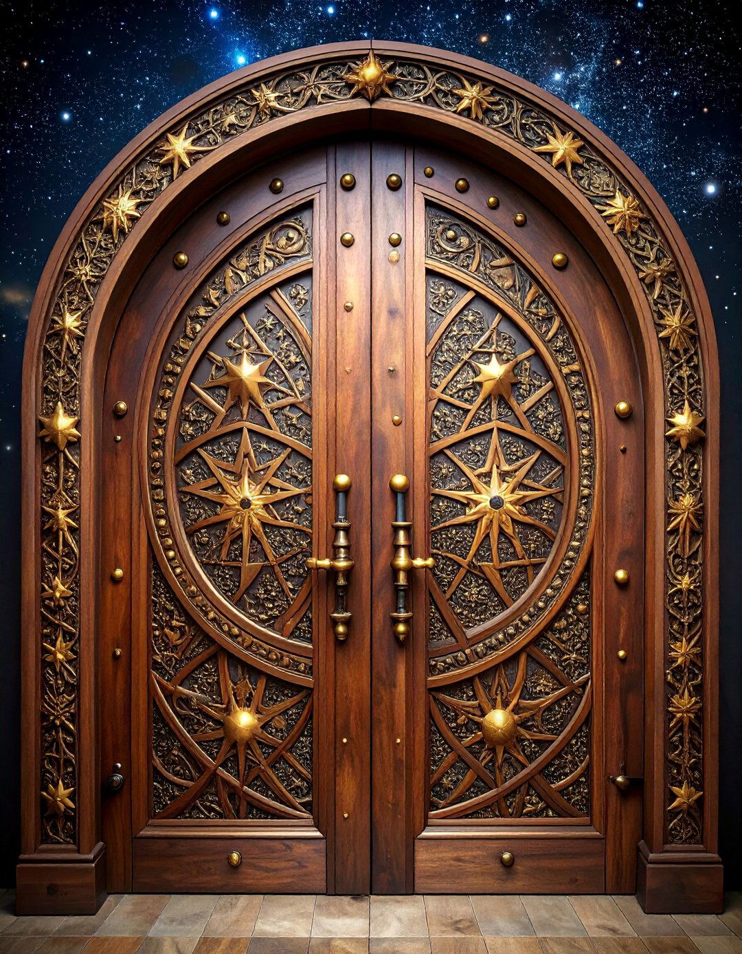 Gothic Observatory Door with Astronomical Details - 25 Gothic Front Door Ideas