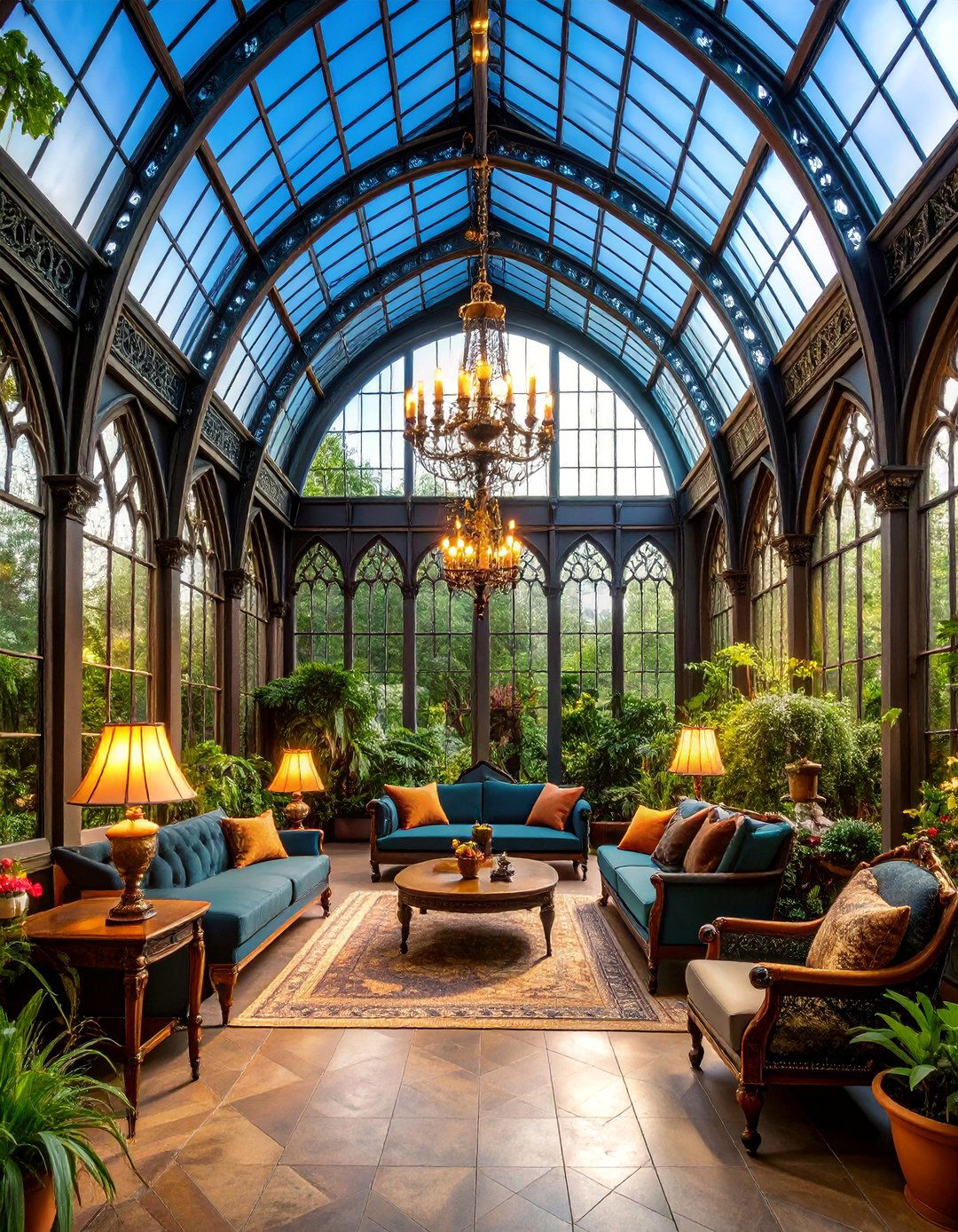 Gothic Revival Greenhouse with Dramatic Dark Romance - 25 Greenhouse Decor Ideas