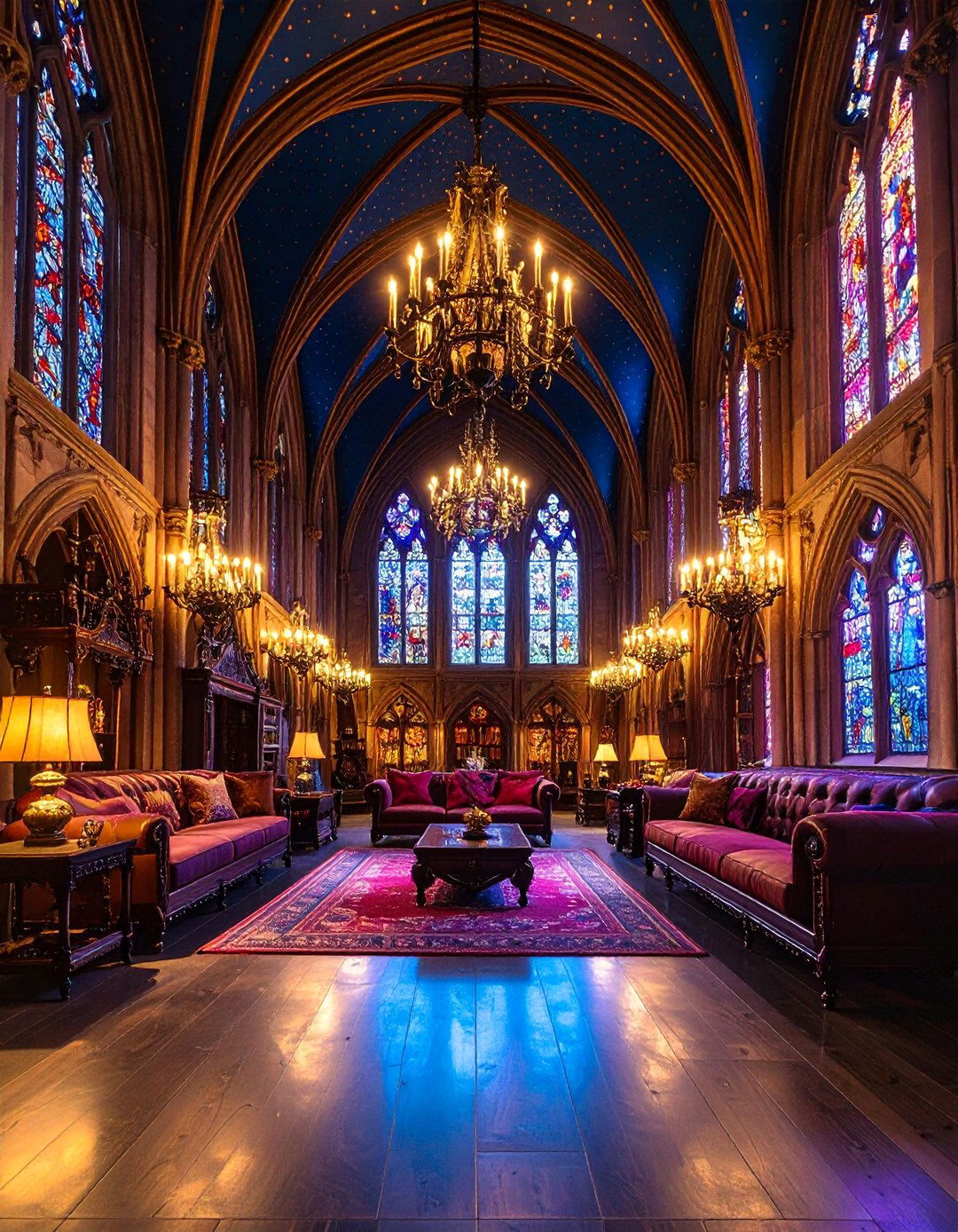 Gothic Revival Living Room with Pointed Arches - 25 Castle Living Room Ideas