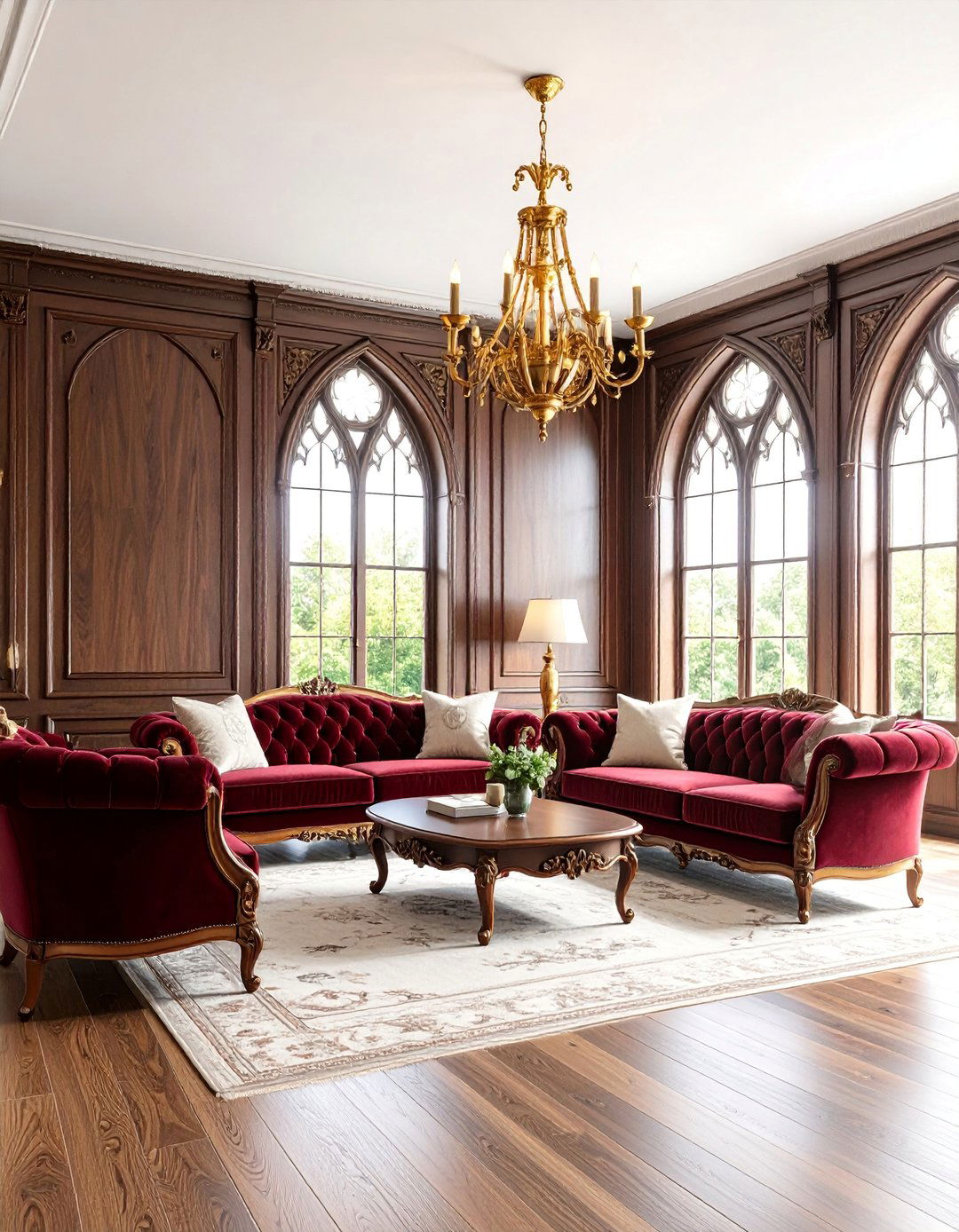 Gothic Revival Victorian Living Room with Dark Wood Paneling - 25 Victorian Interior Design Ideas