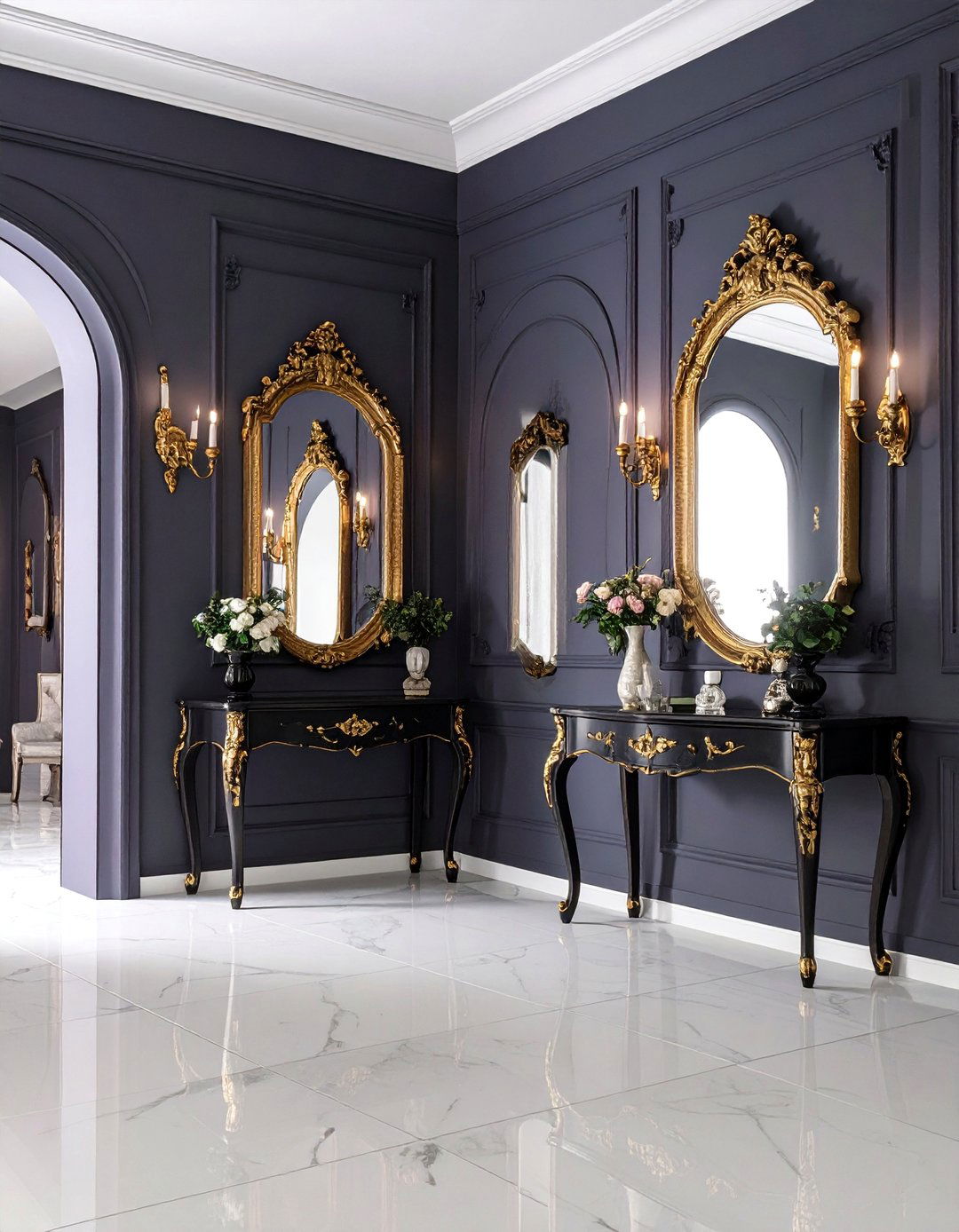 Gothic Revival with Deep Purple Accents - 25 Dark Hallway Ideas